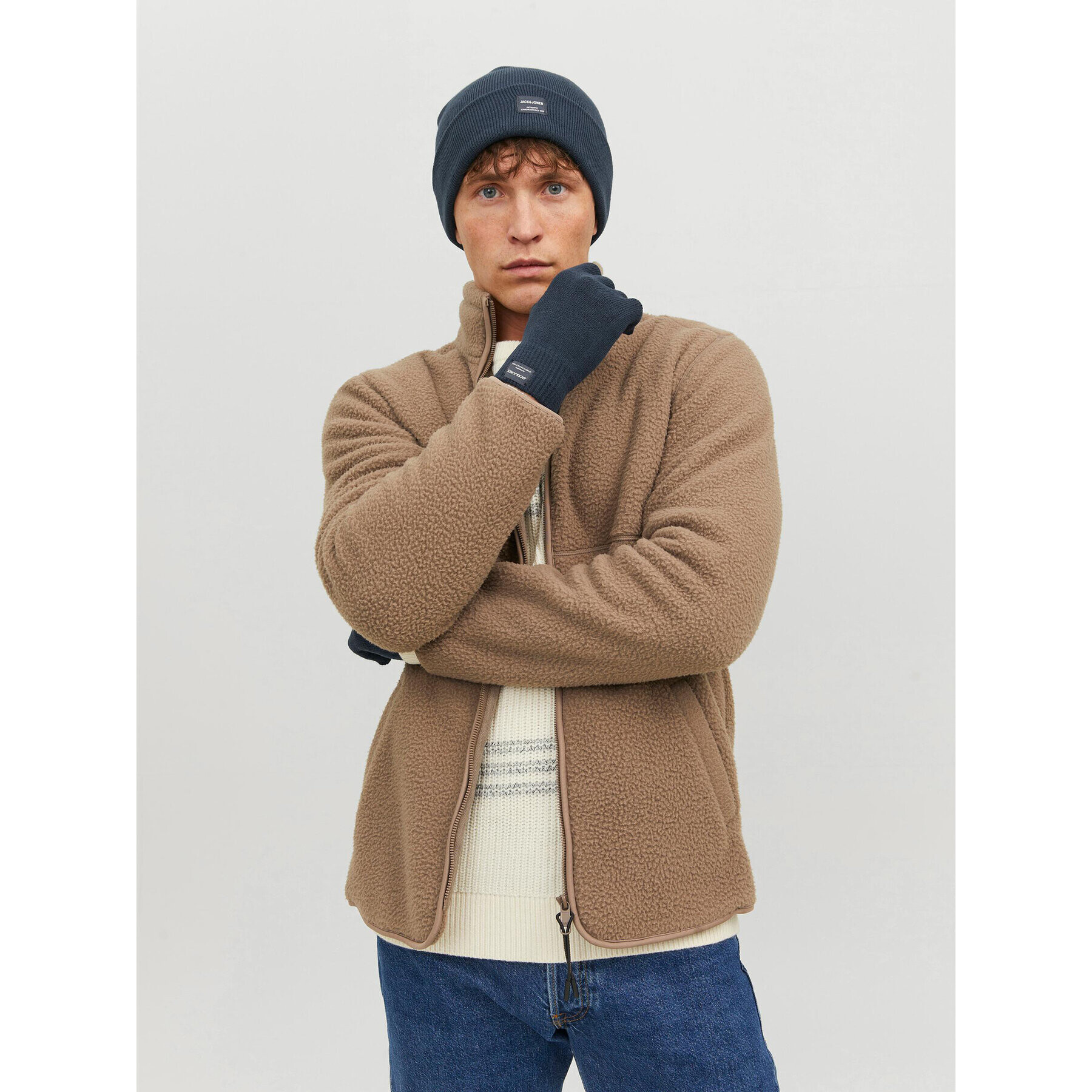 Jack&Jones Sapka és kesztyű szett 12168383 Sötétkék - Pepit.hu