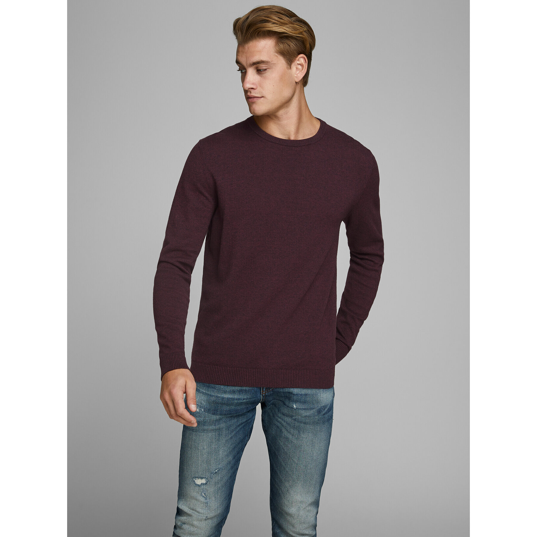 Jack&Jones Sweater 12137190 Bordó Regular Fit - Pepit.hu