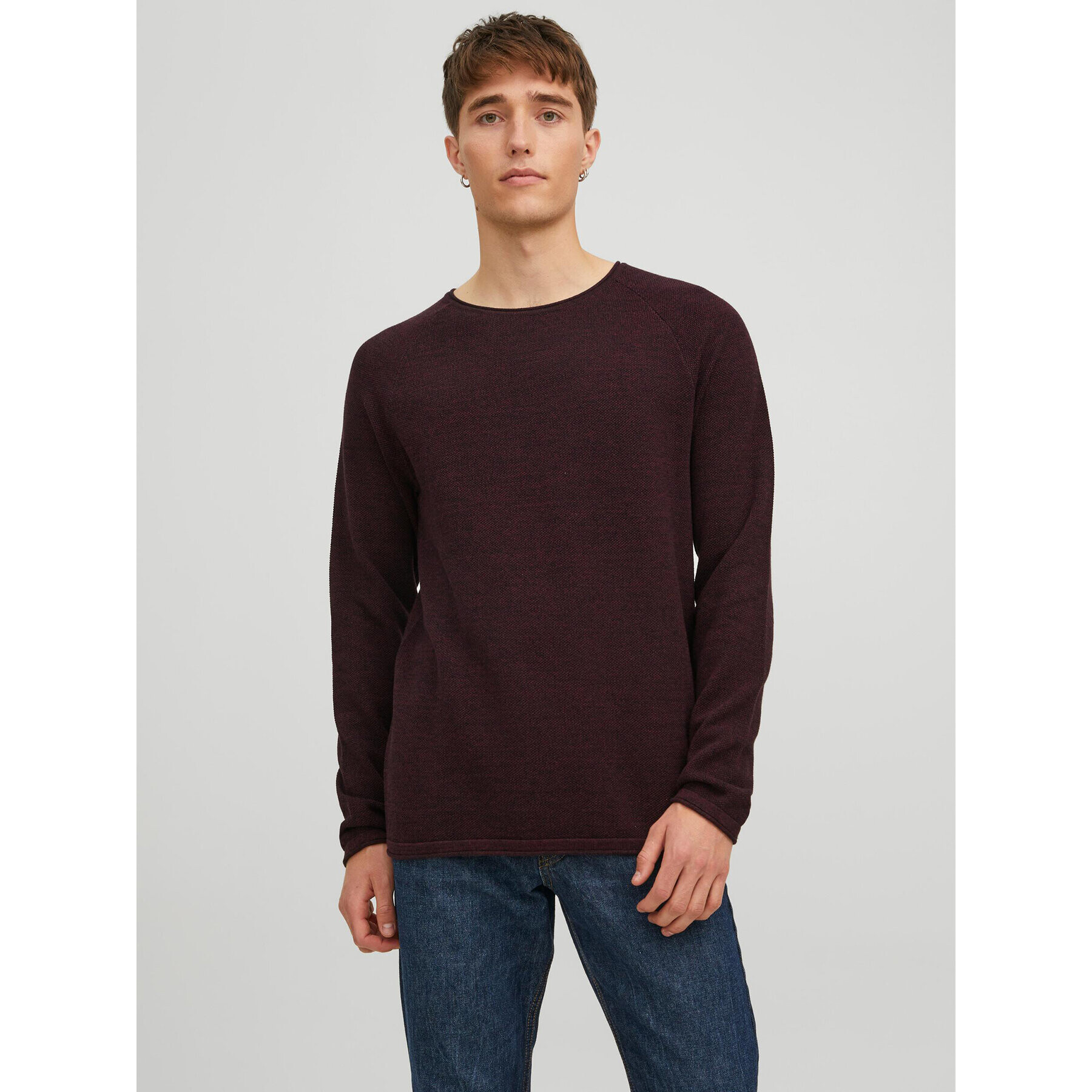 Jack&Jones Sweater 12157321 Bordó Regular Fit - Pepit.hu