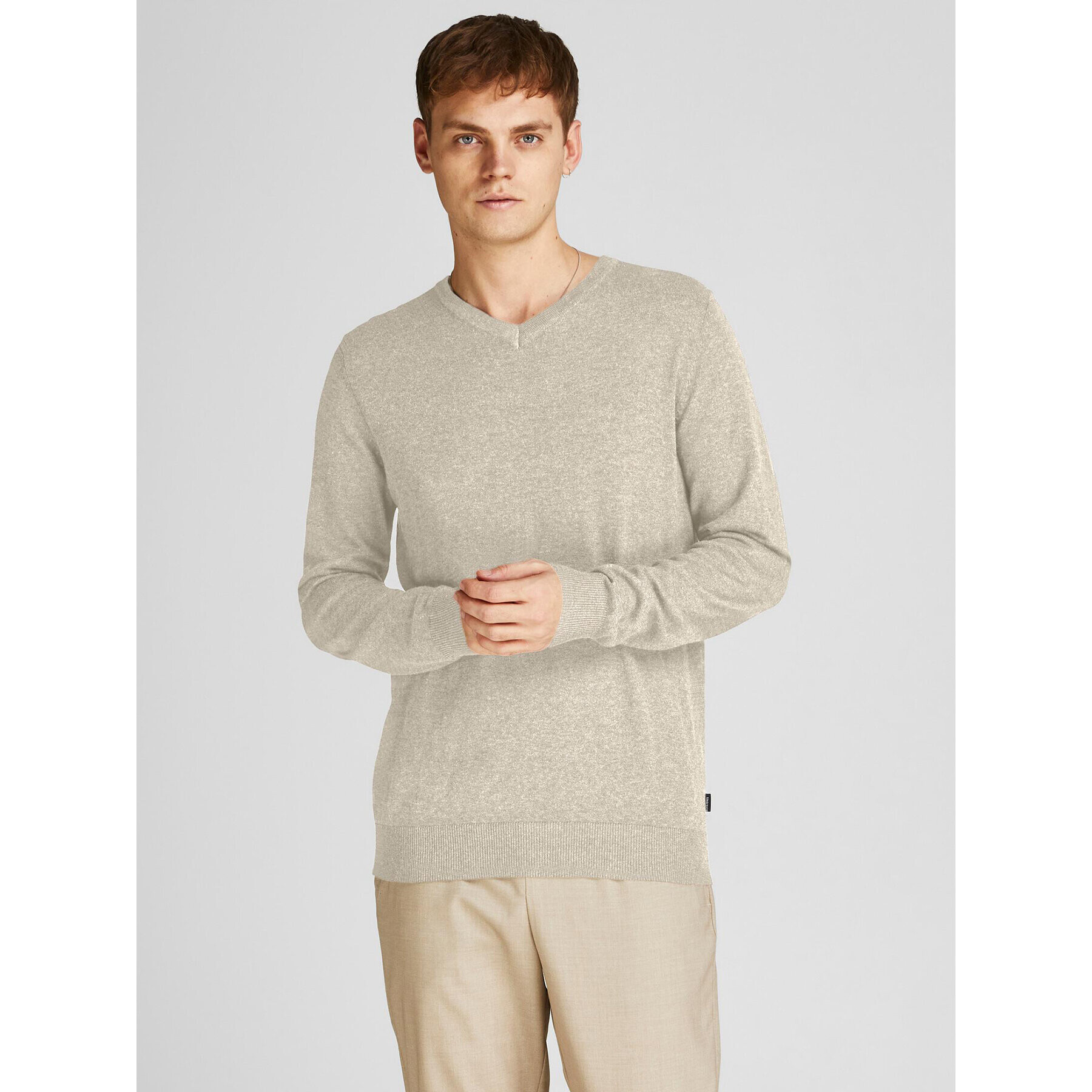 Jack&Jones Sweater 12208365 Bézs Regular Fit - Pepit.hu