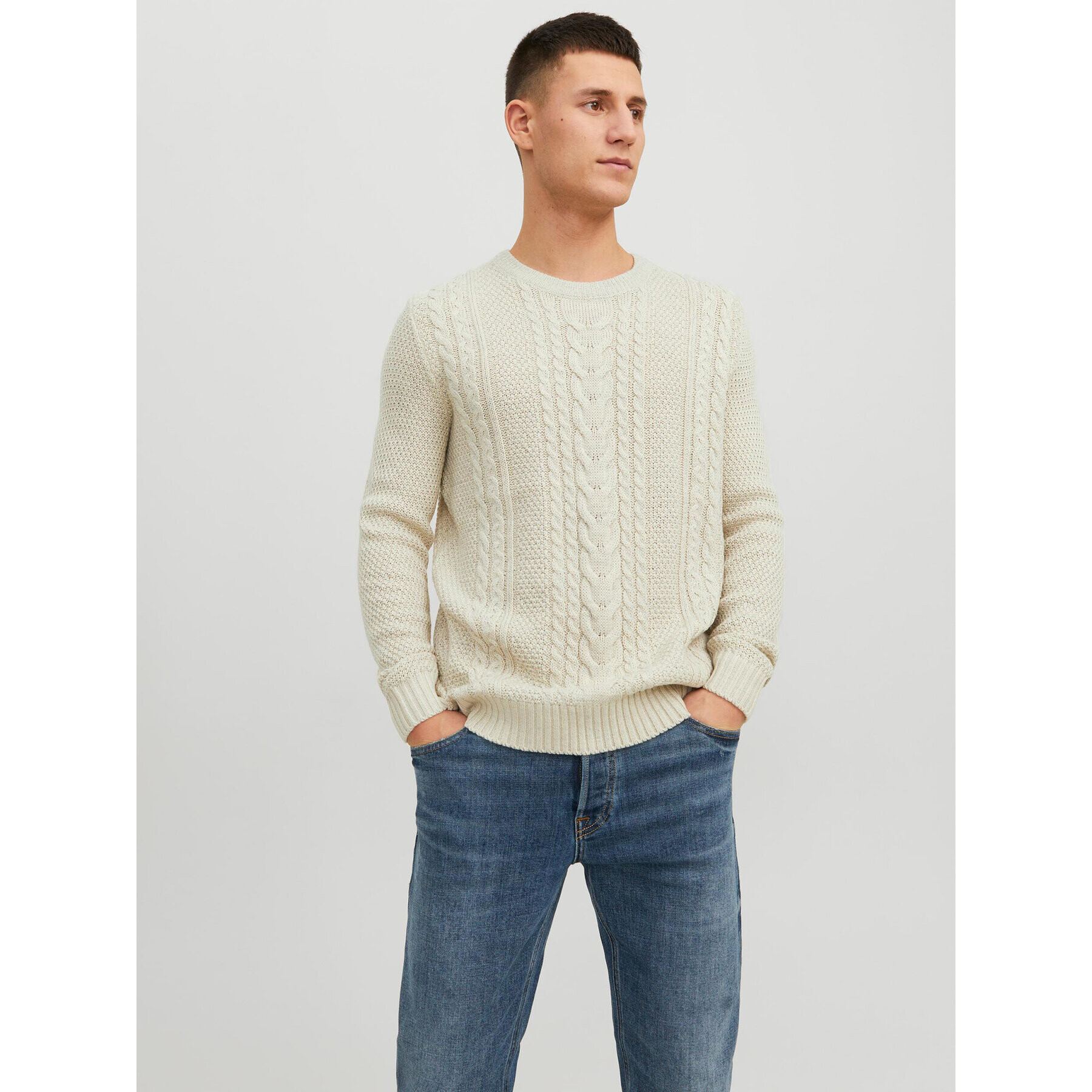 Jack&Jones Sweater 12236314 Ekru Regular Fit - Pepit.hu