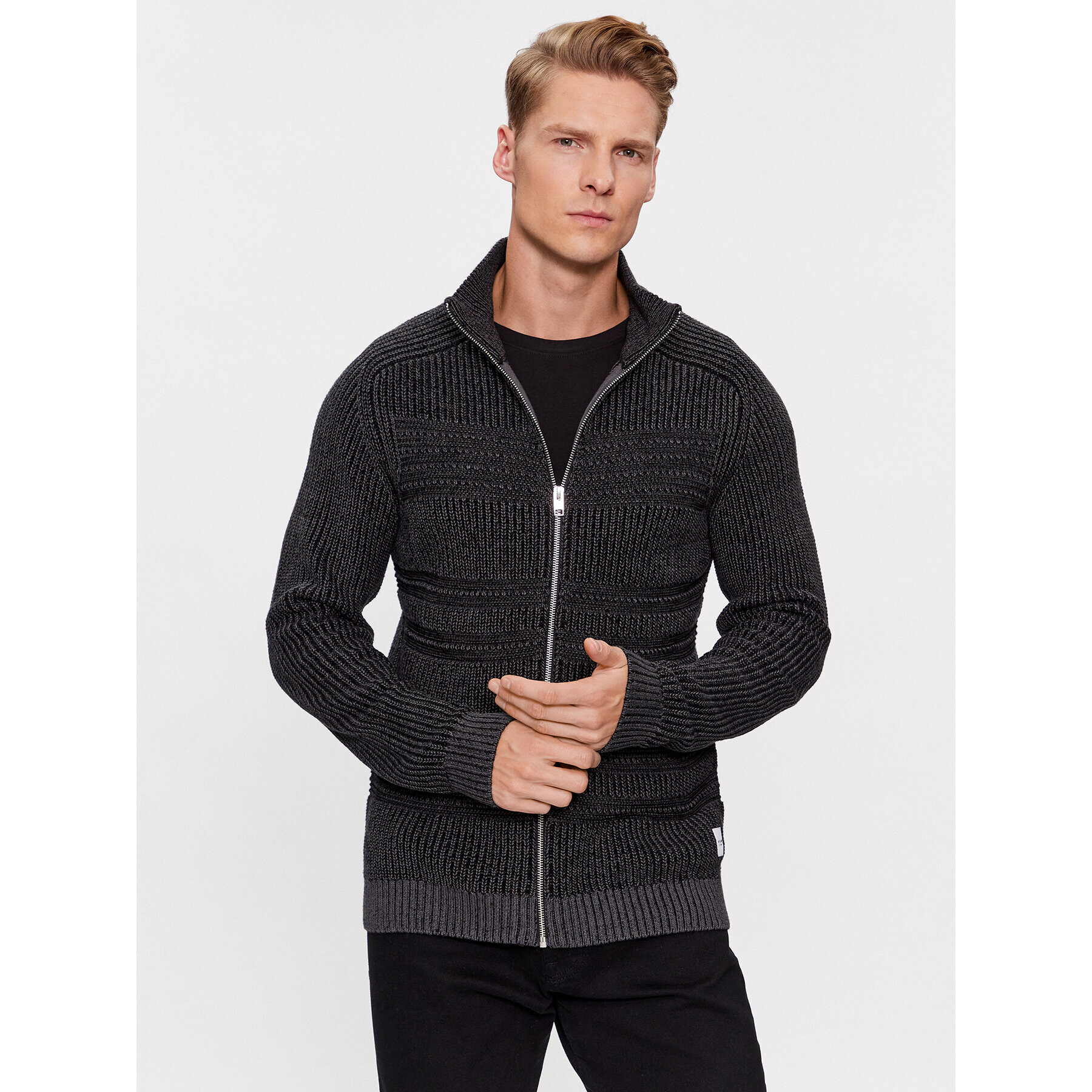 Jack&Jones Sweater 12236323 Fekete Regular Fit - Pepit.hu