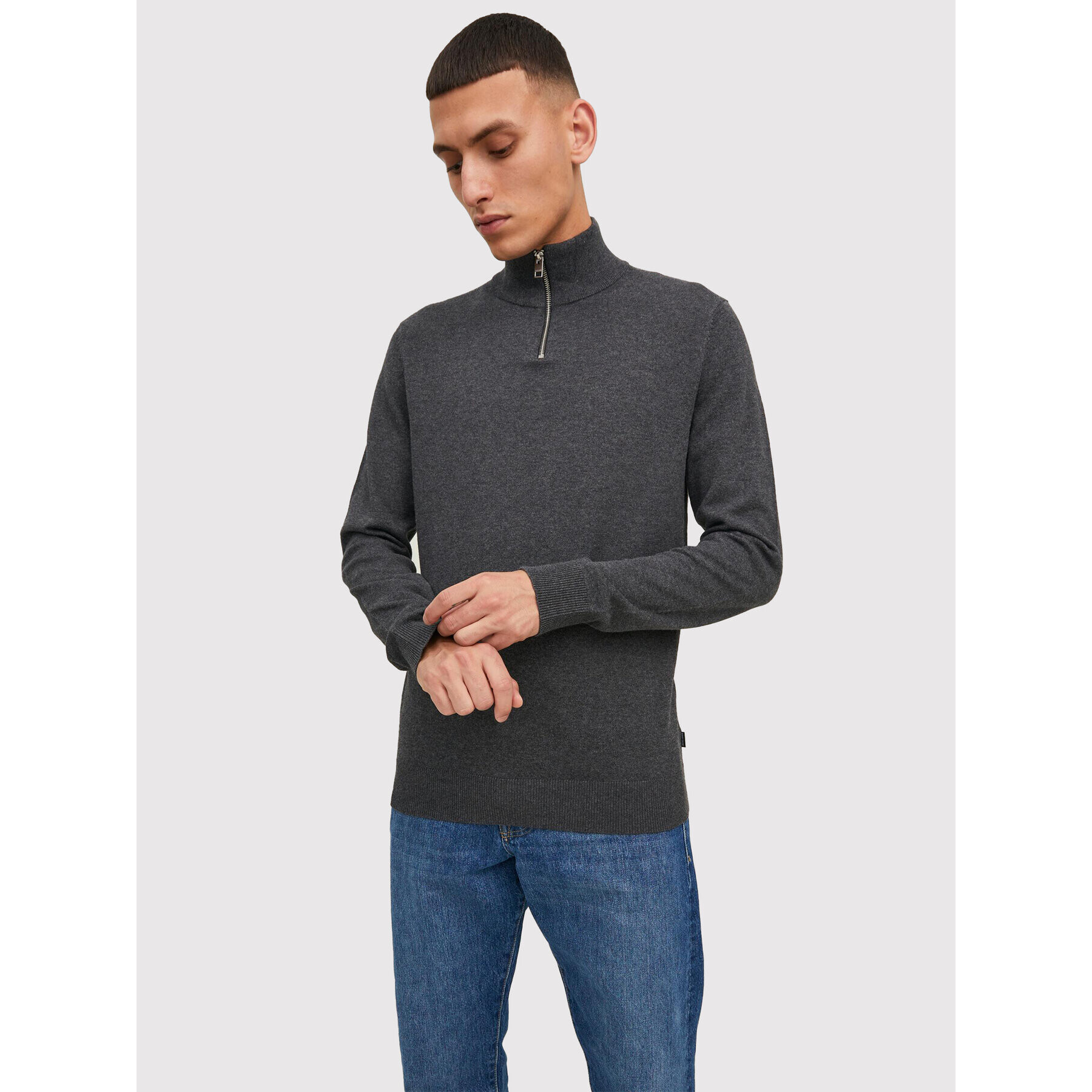 Jack&Jones Sweater Emil 12189339 Szürke Regular Fit - Pepit.hu