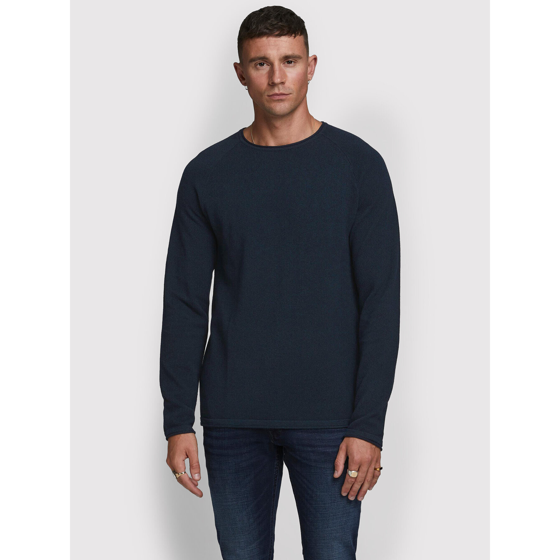 Jack&Jones Sweater Hill 12157321 Sötétkék Regular Fit - Pepit.hu