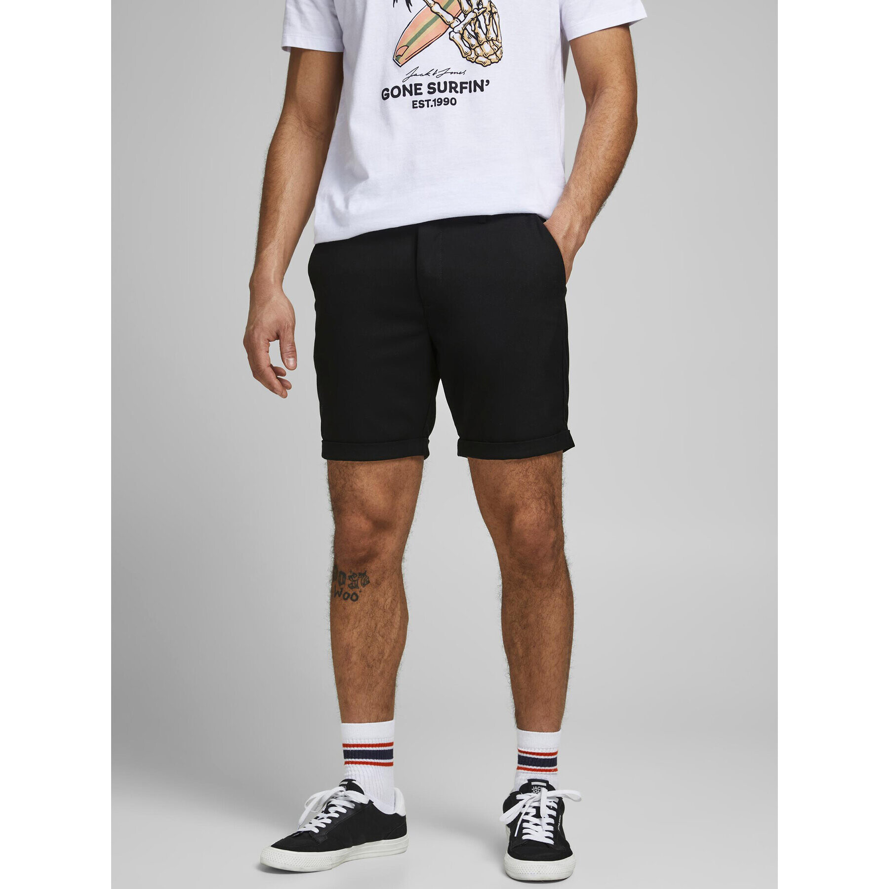 Jack&Jones Szövet rövidnadrág Connor 12186937 Fekete Regular Fit - Pepit.hu