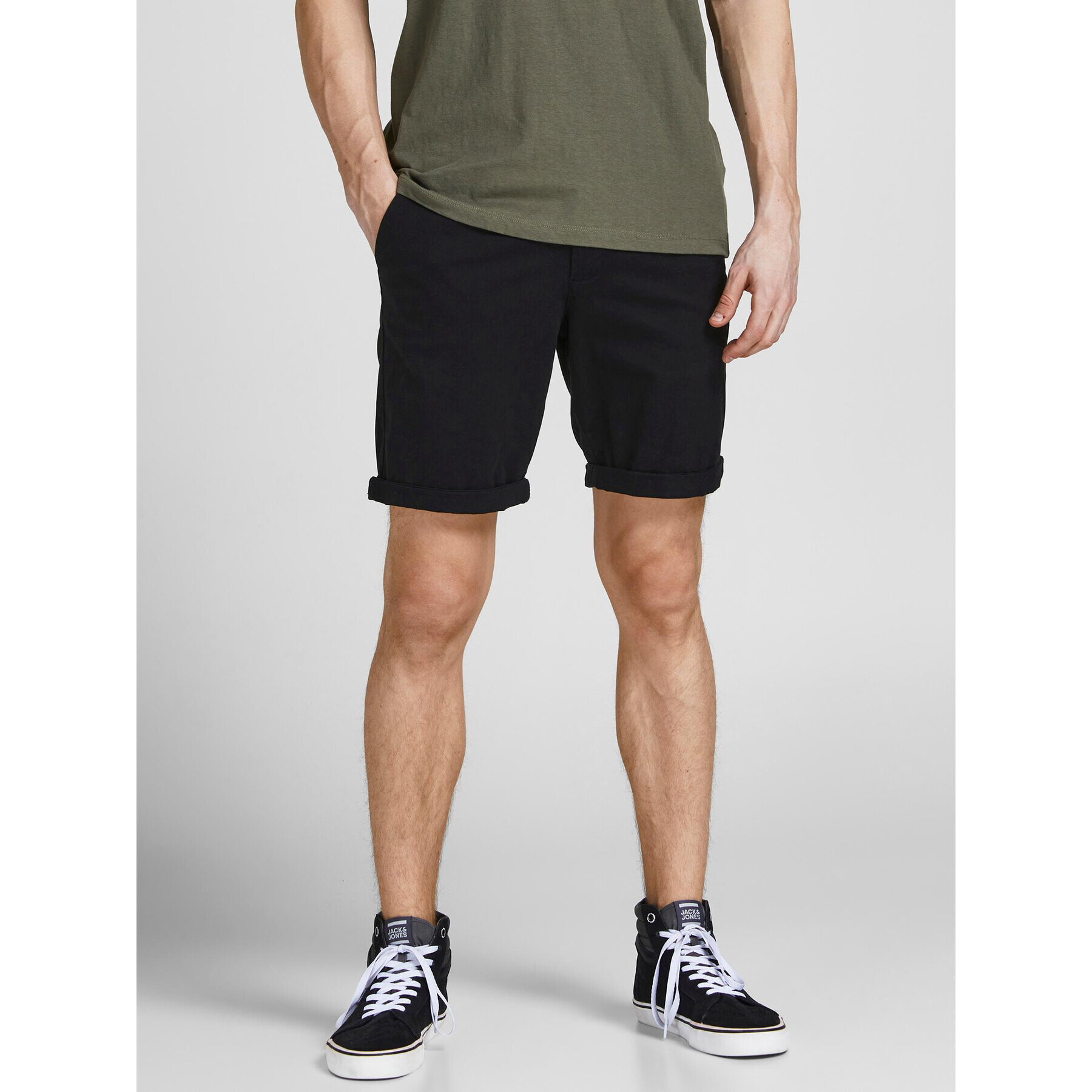 Jack&Jones Szövet rövidnadrág Dave 12182549 Fekete Regular Fit - Pepit.hu