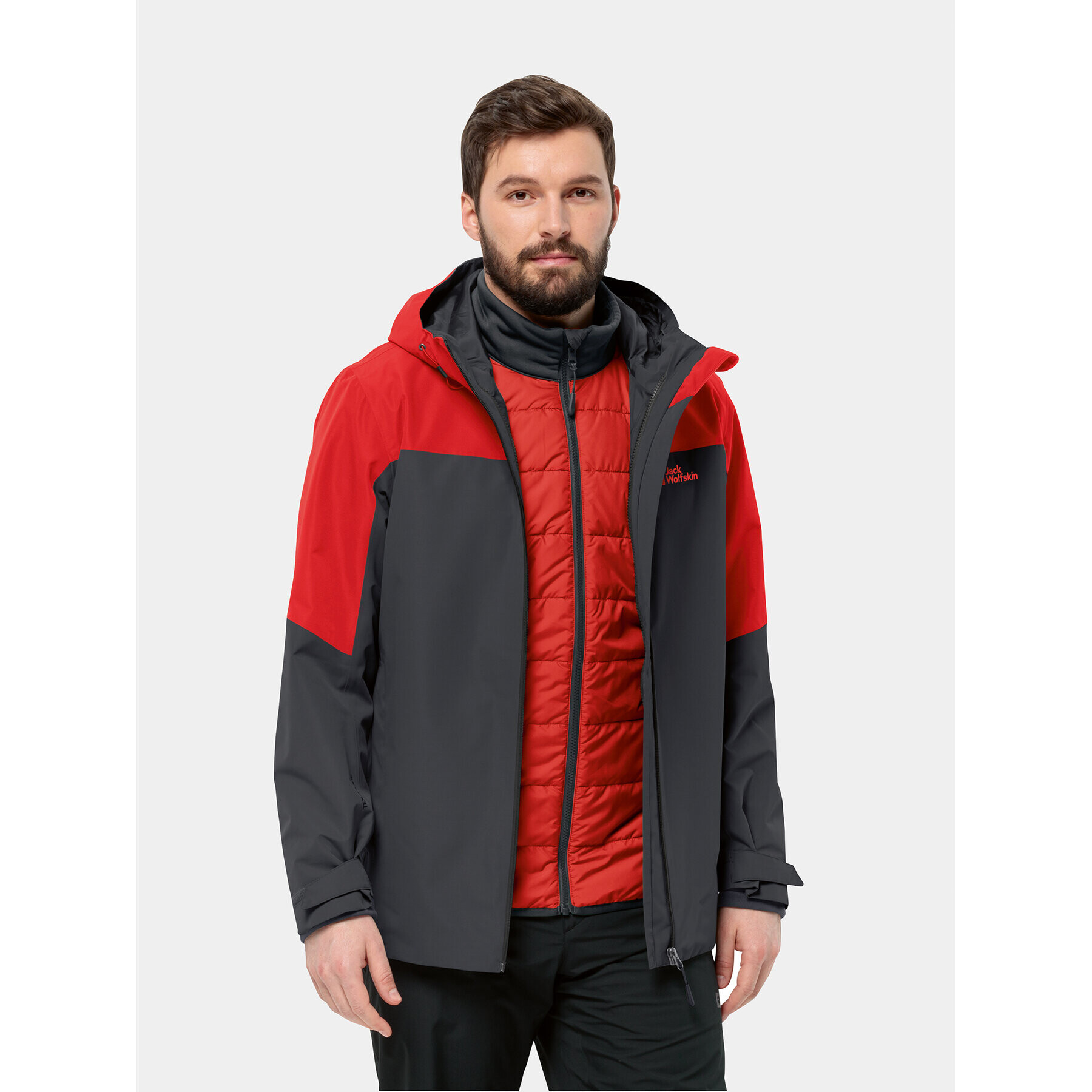 Jack Wolfskin Outdoor kabát Glaabach 3In1 Jkt 1115291 Piros Regular Fit - Pepit.hu