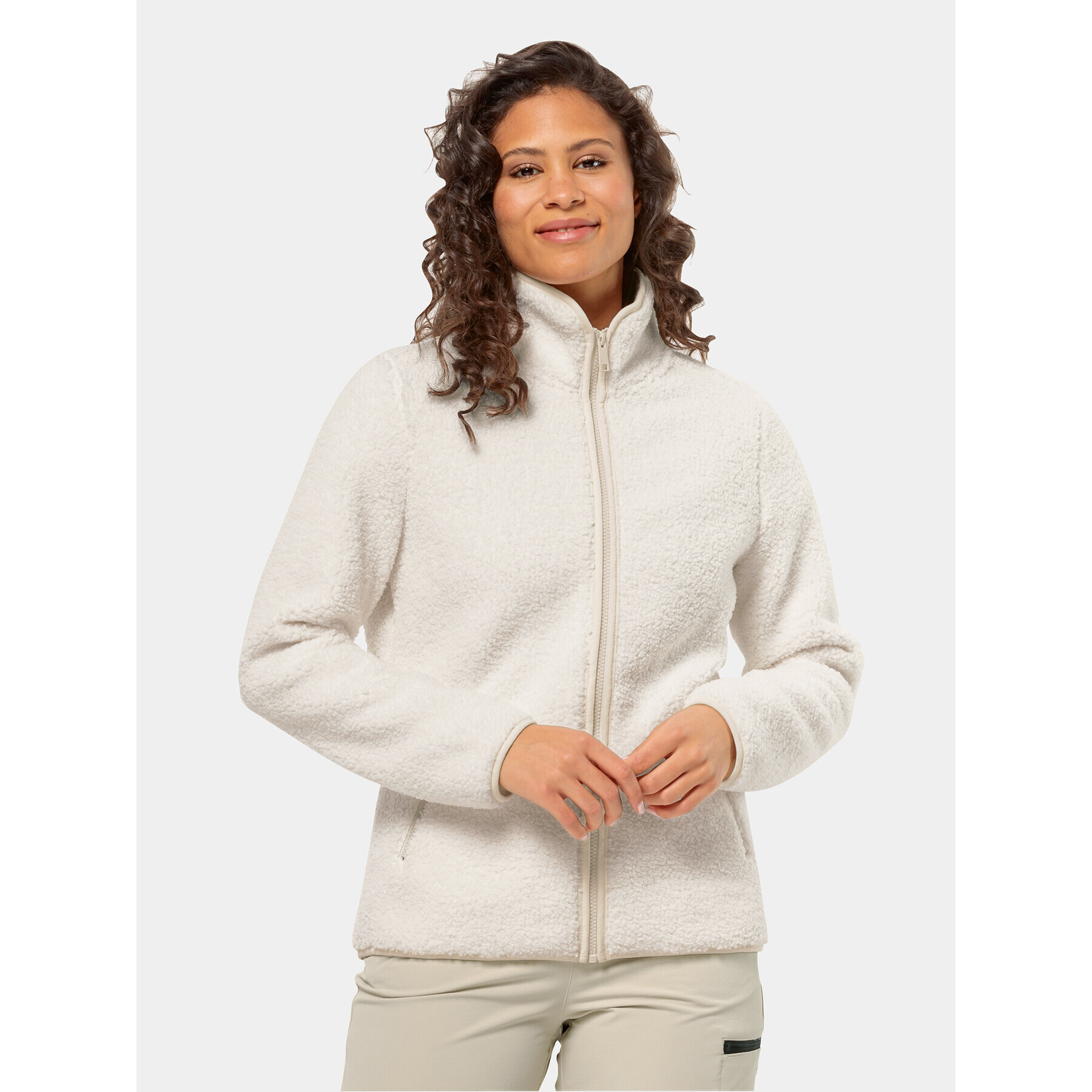 Jack Wolfskin Polár kabát High Curl Jacket 1708732 Ekru Regular Fit - Pepit.hu