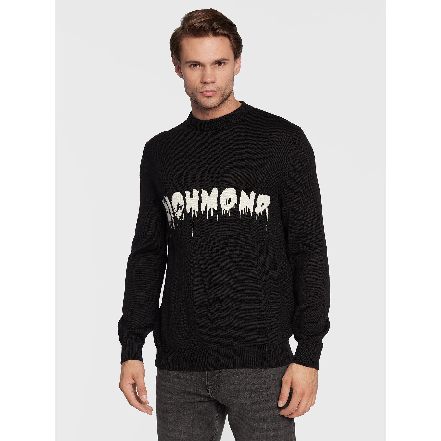 John Richmond Sweater RMA22034MA Fekete Regular Fit - Pepit.hu