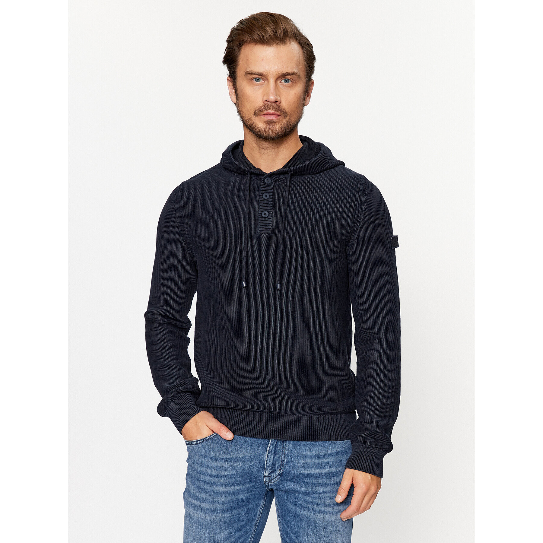 JOOP! Jeans Sweater 30037983 Sötétkék Modern Fit - Pepit.hu