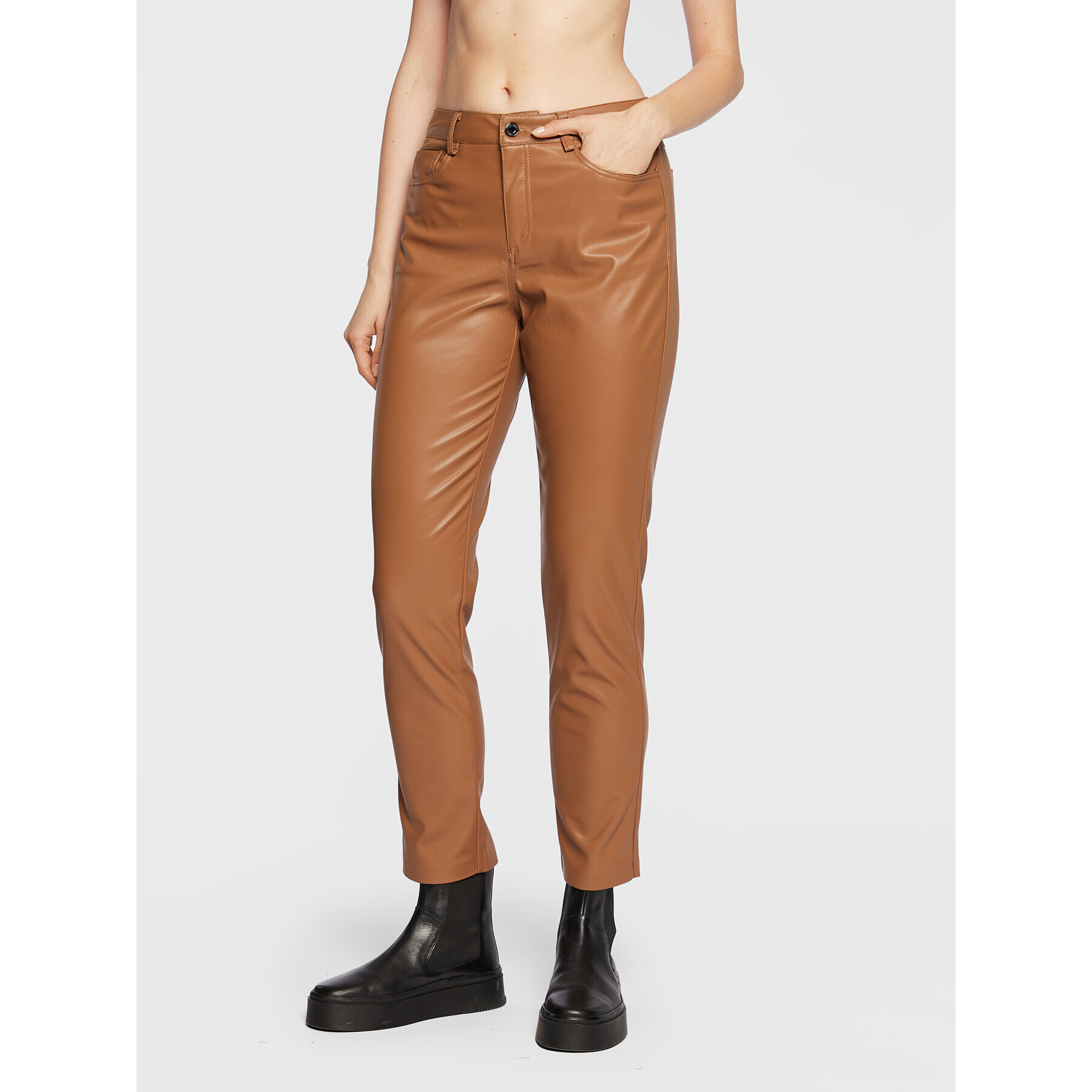 Joseph Ribkoff Műbőr nadrág 223921 Barna Slim Fit - Pepit.hu