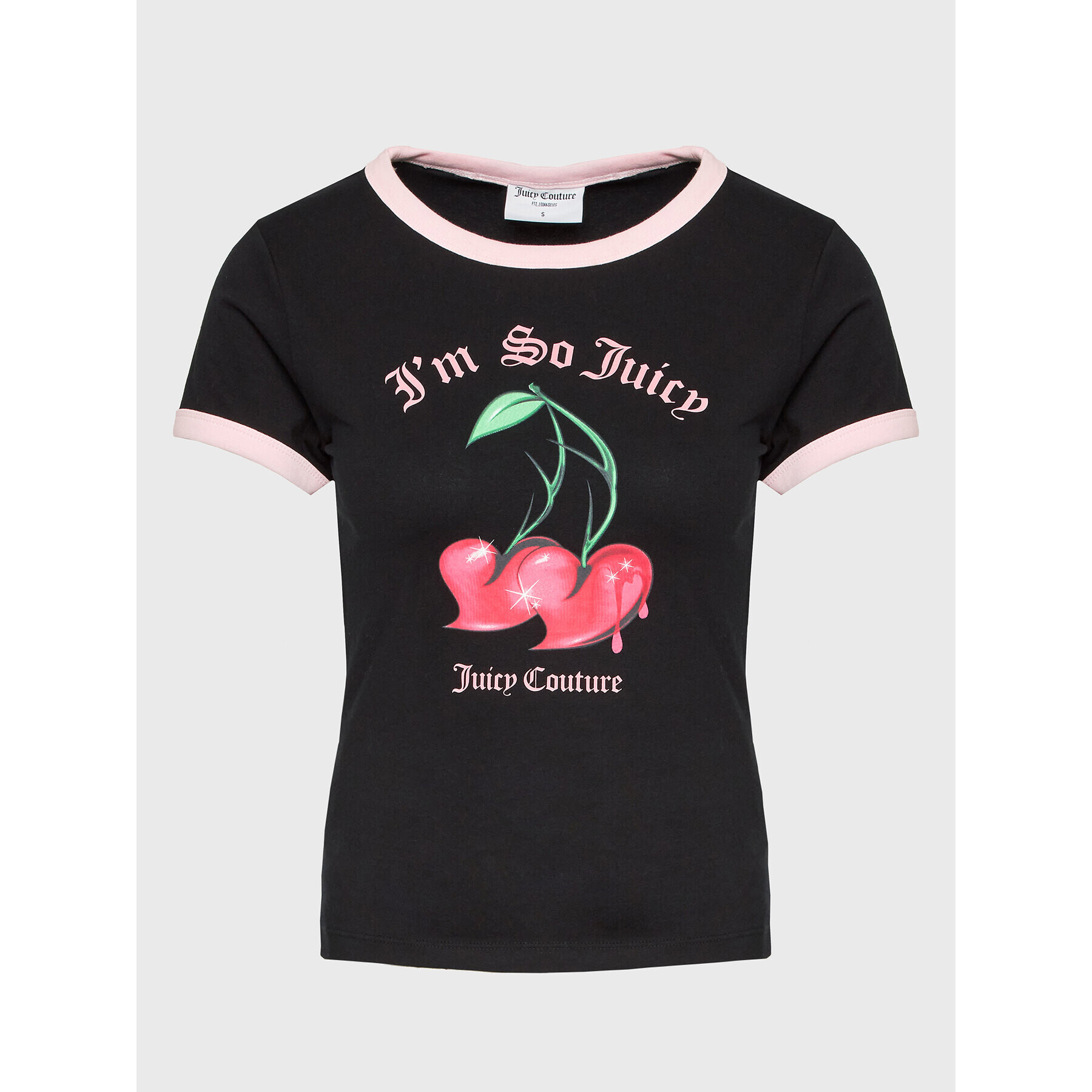 Juicy Couture Póló Cherry JCWCT123306 Fekete Slim Fit - Pepit.hu