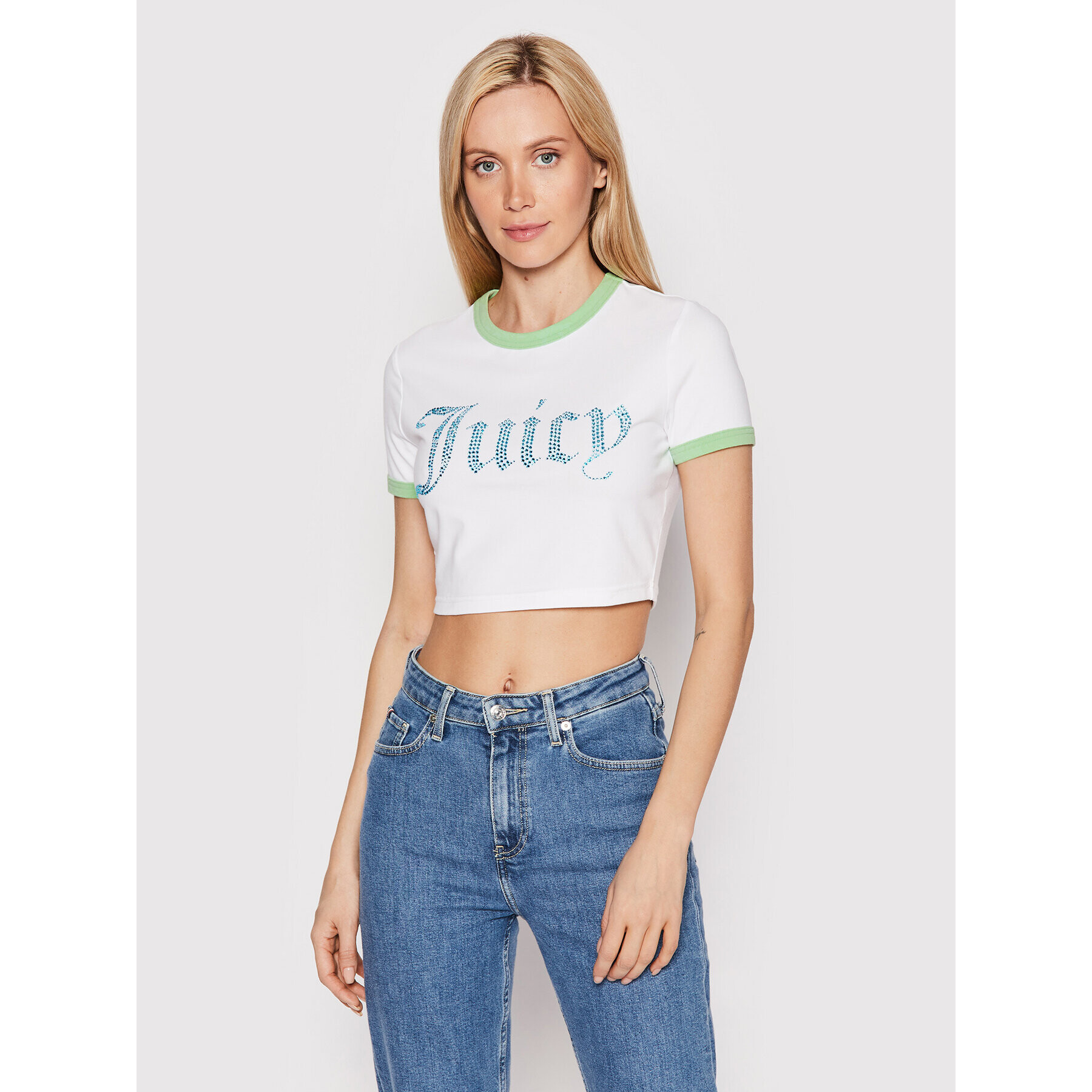 Juicy Couture Póló Ringer JCWS122080 Fehér Slim Fit - Pepit.hu