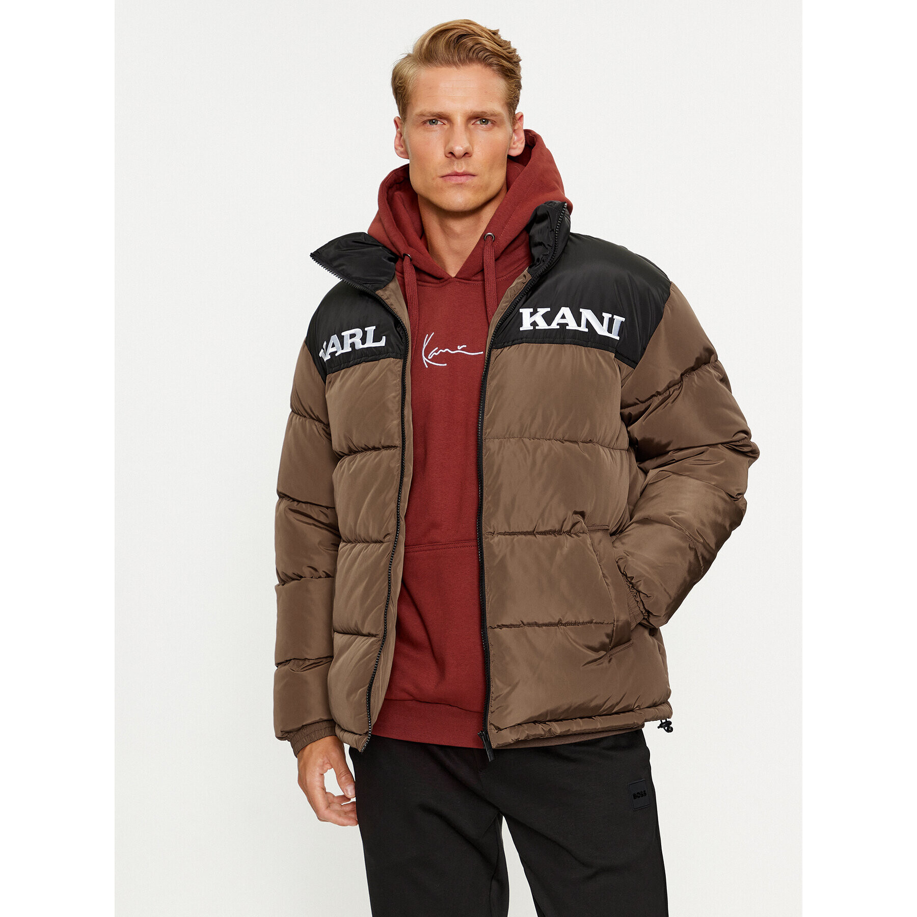 Karl Kani Pehelykabát KK Retro Essential Puffer 6076007 Barna Regular Fit - Pepit.hu