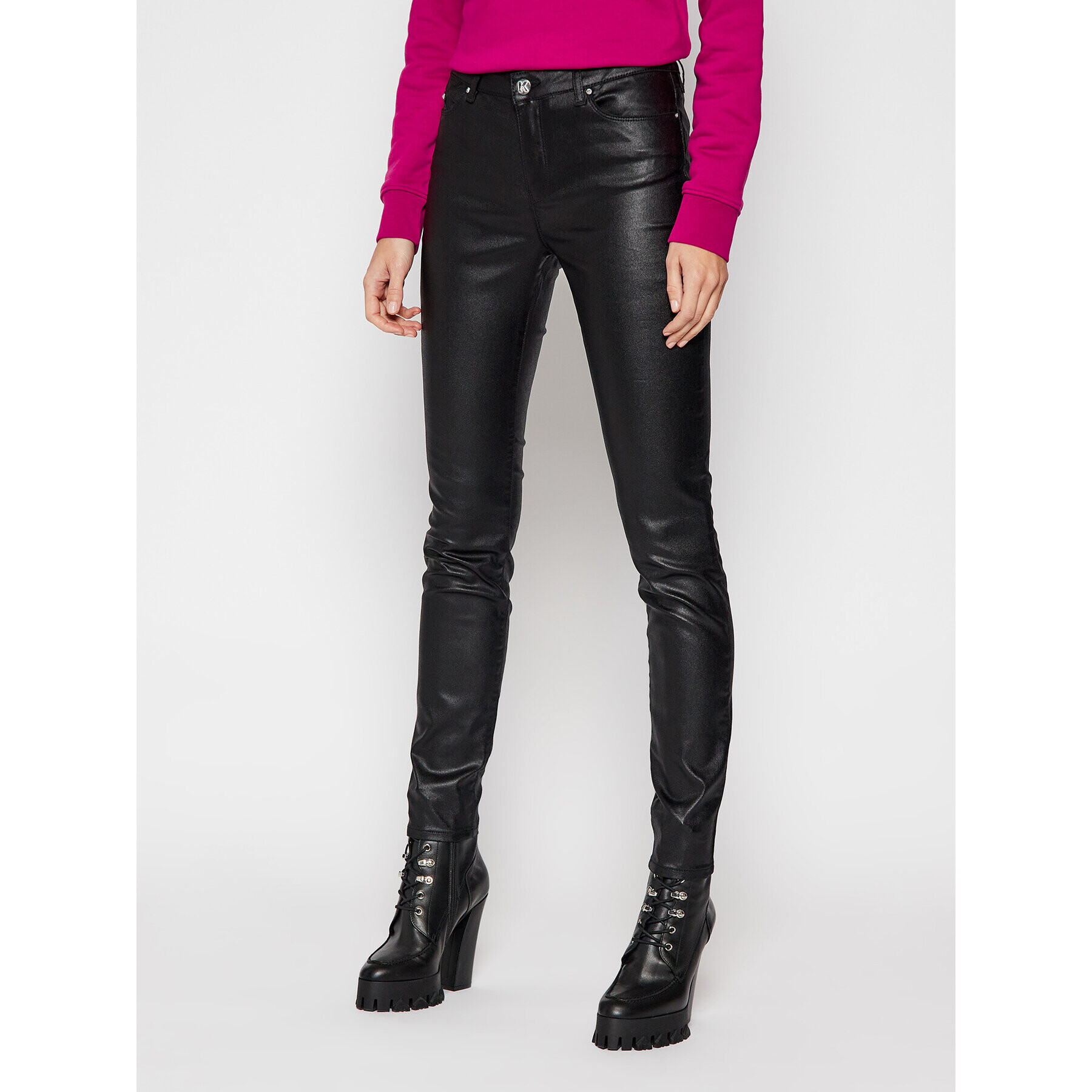 KARL LAGERFELD Bőrnadrág Metallic 210W1103 Fekete Skinny Fit - Pepit.hu