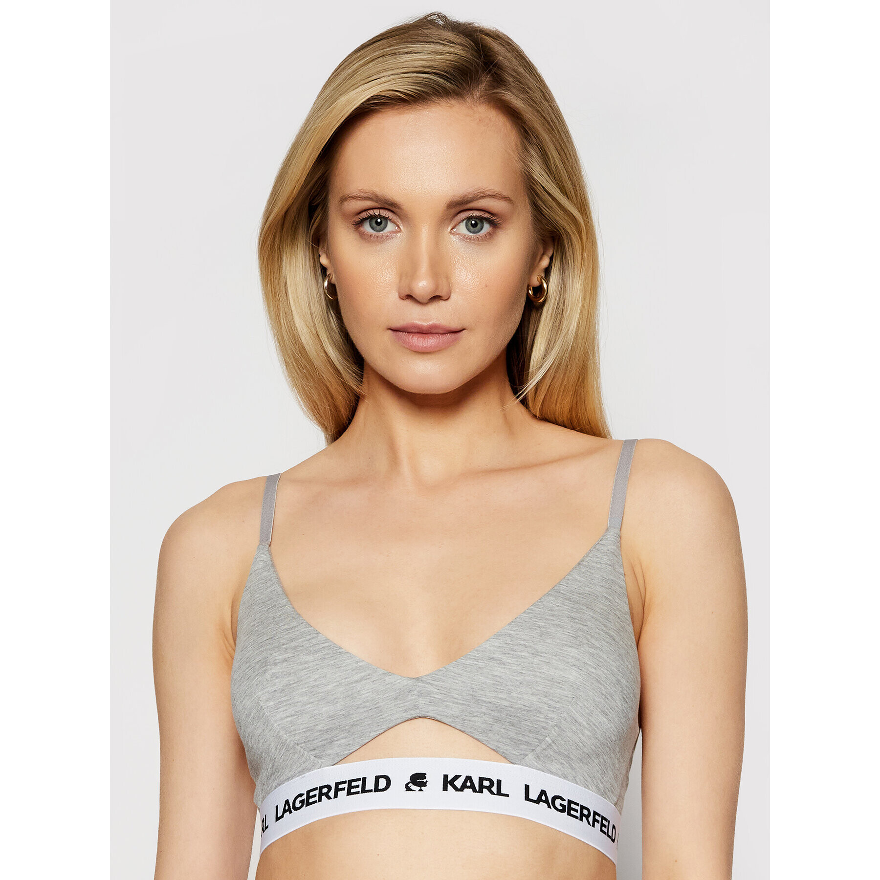 KARL LAGERFELD Bralette melltartó Peephole Logo 211W2101 Szürke - Pepit.hu