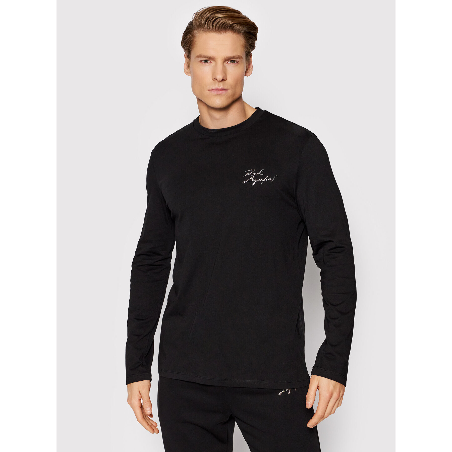 KARL LAGERFELD Hosszú ujjú Crew Neck 755403 Fekete Regular Fit - Pepit.hu