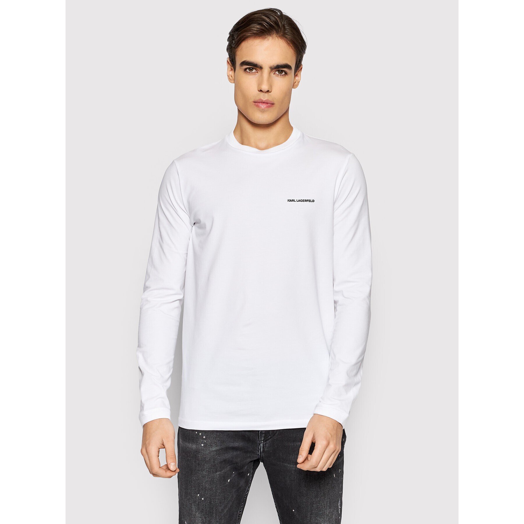 KARL LAGERFELD Hosszú ujjú Crewneck 755021 512221 Fehér Regular Fit - Pepit.hu