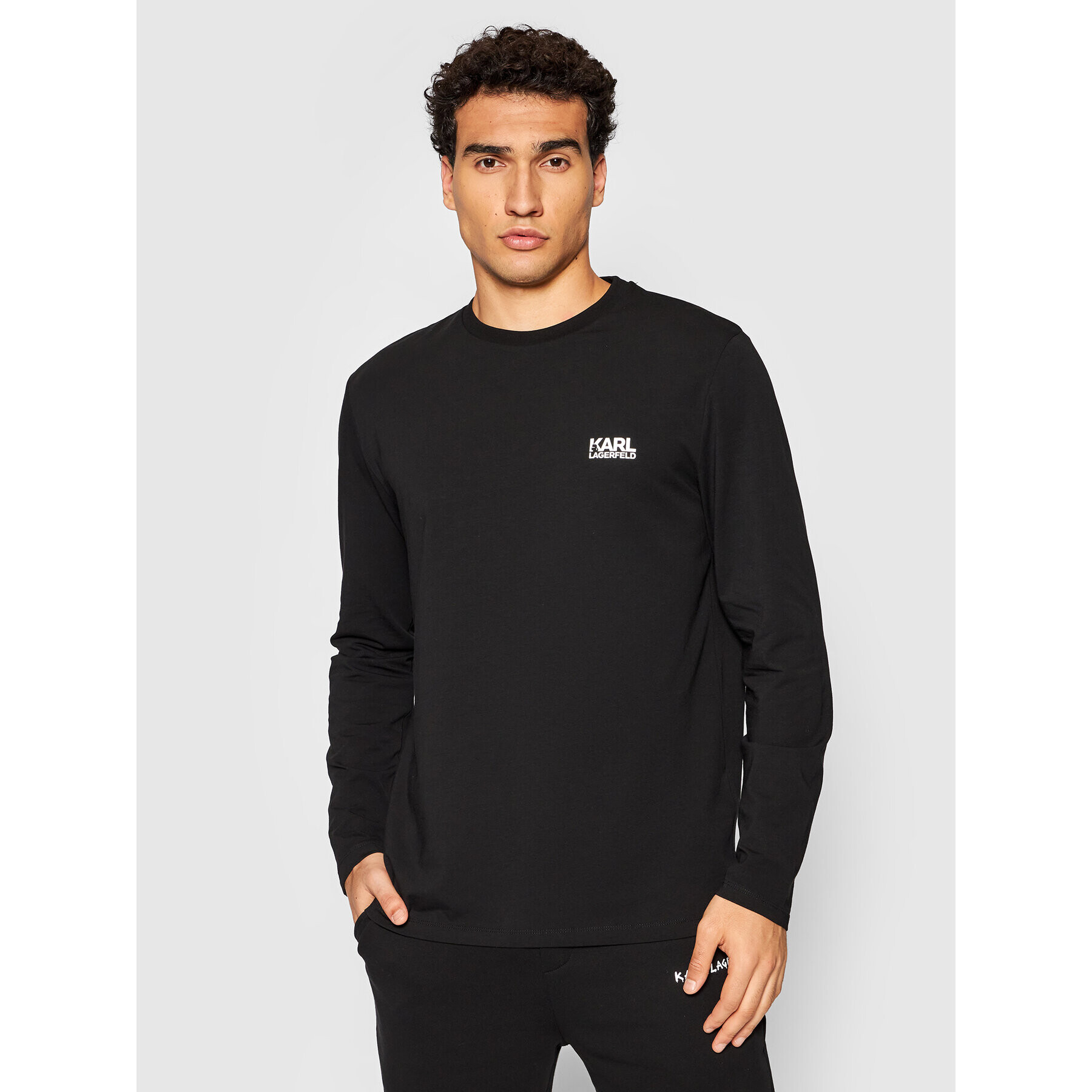 KARL LAGERFELD Hosszú ujjú Crewneck 755038 512221 Fekete Regular Fit - Pepit.hu