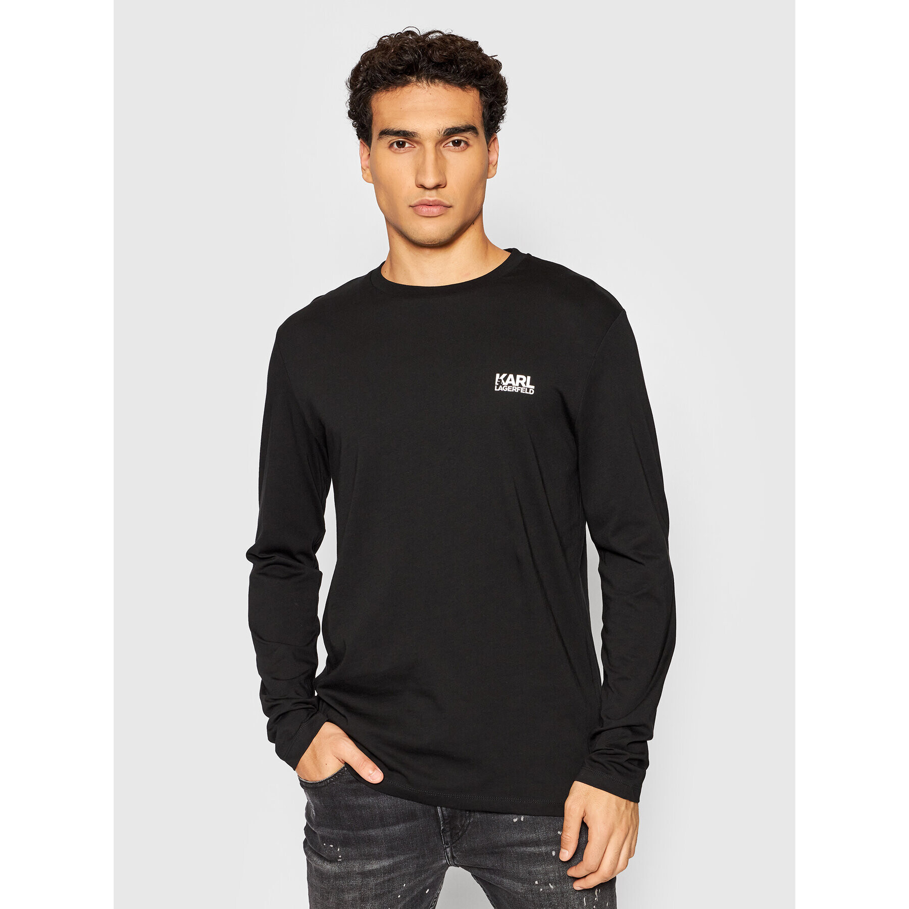 KARL LAGERFELD Hosszú ujjú Crewneck 755038 512224 Fekete Regular Fit - Pepit.hu