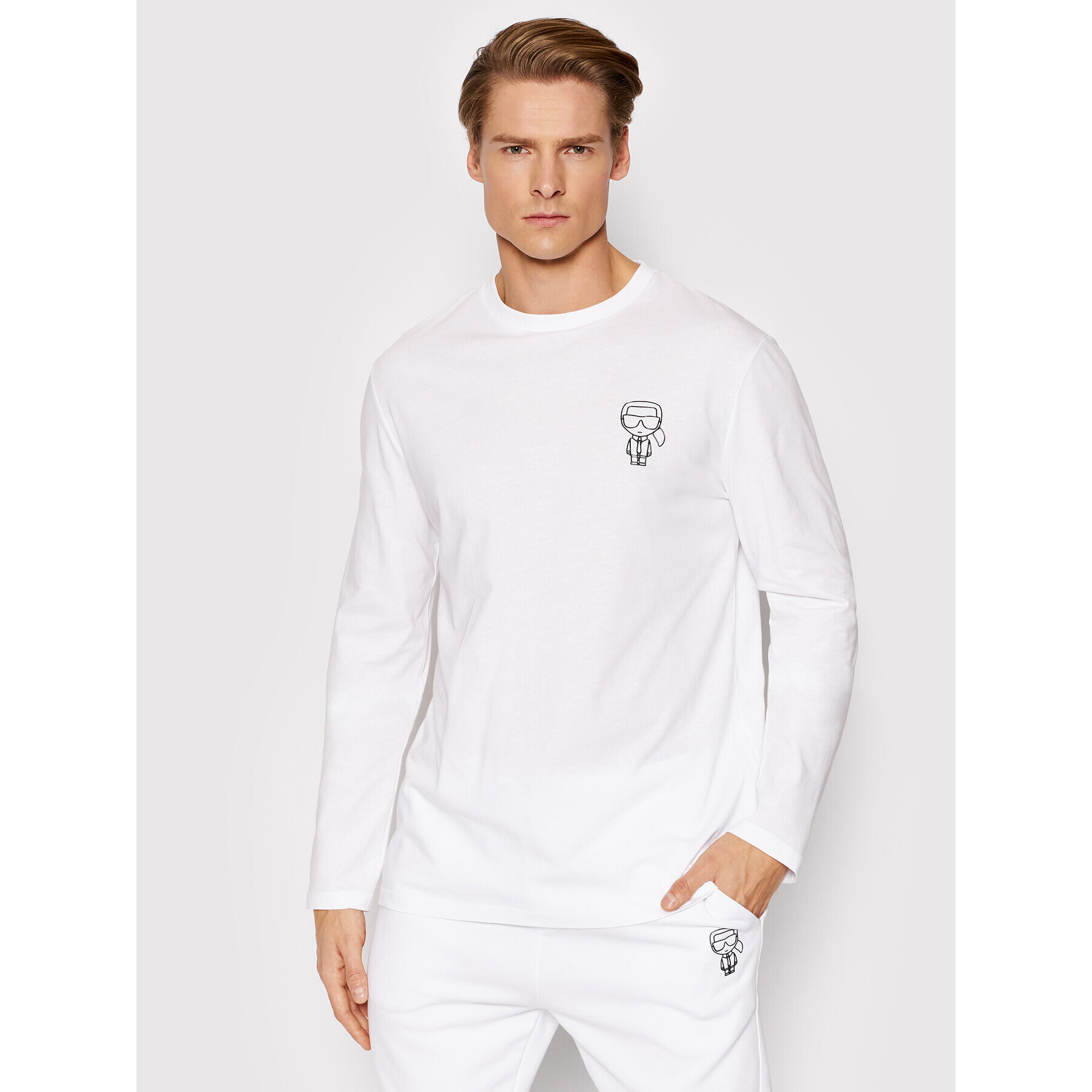 KARL LAGERFELD Hosszú ujjú Crewneck 755404 521224 Fehér Regular Fit - Pepit.hu