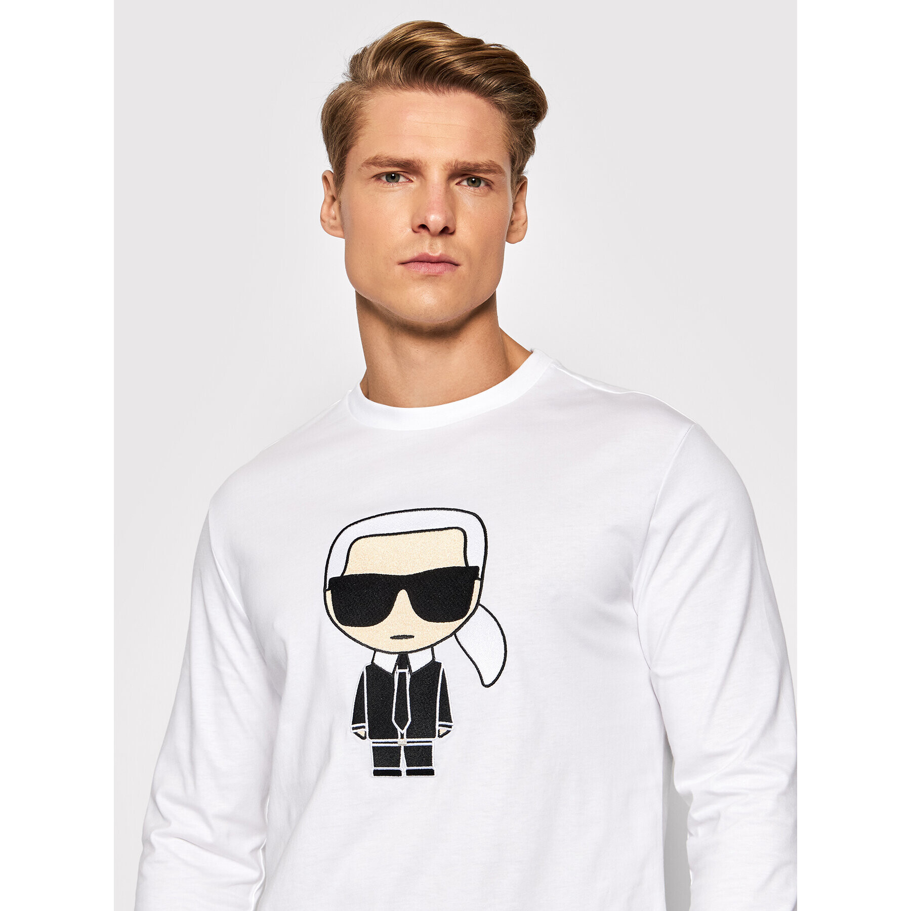 KARL LAGERFELD Hosszú ujjú Crewneck Ls 755063 512250 Fehér Regular Fit - Pepit.hu