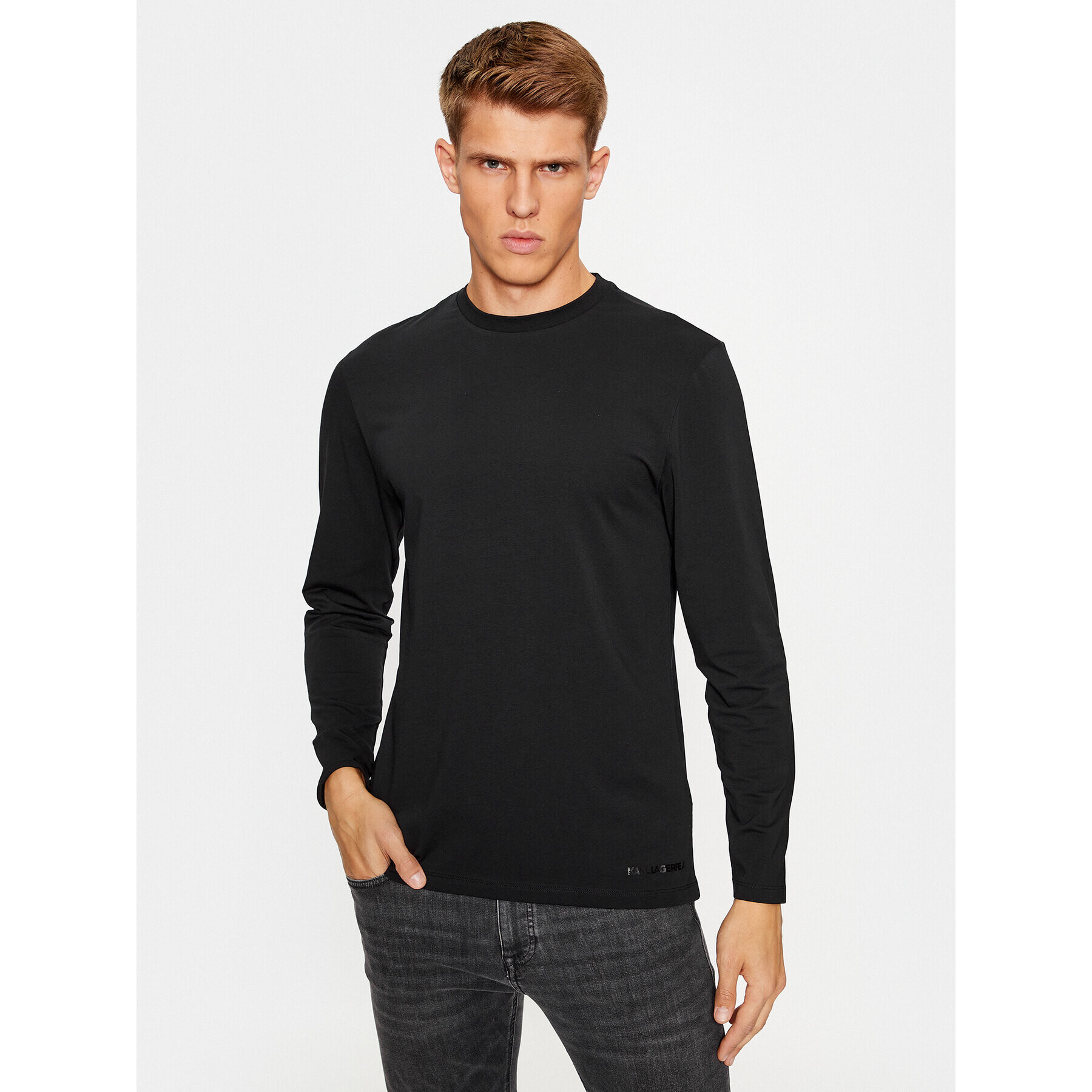 KARL LAGERFELD Hosszú ujjú Longsleeve Undershirt 235M2107 Fekete Regular Fit - Pepit.hu