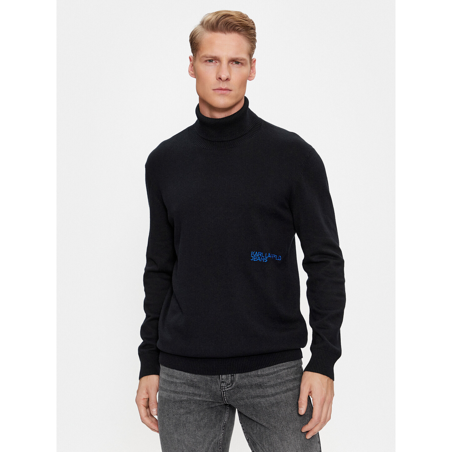 Karl Lagerfeld Jeans KARL LAGERFELD Garbó Klj Lightweight Turtleneck 236D2000 Fekete Slim Fit - Pepit.hu