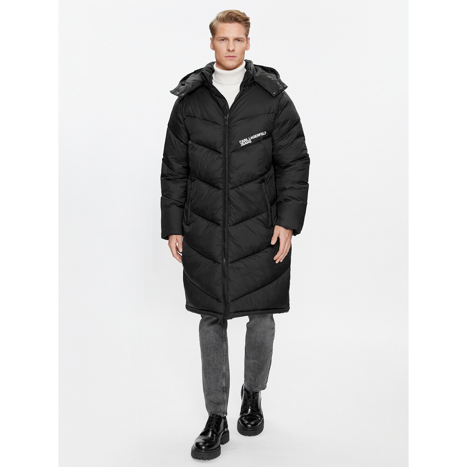 Karl Lagerfeld Jeans KARL LAGERFELD Pehelykabát Klj Long Puffer Jacket 236D1501 Fekete Regular Fit - Pepit.hu