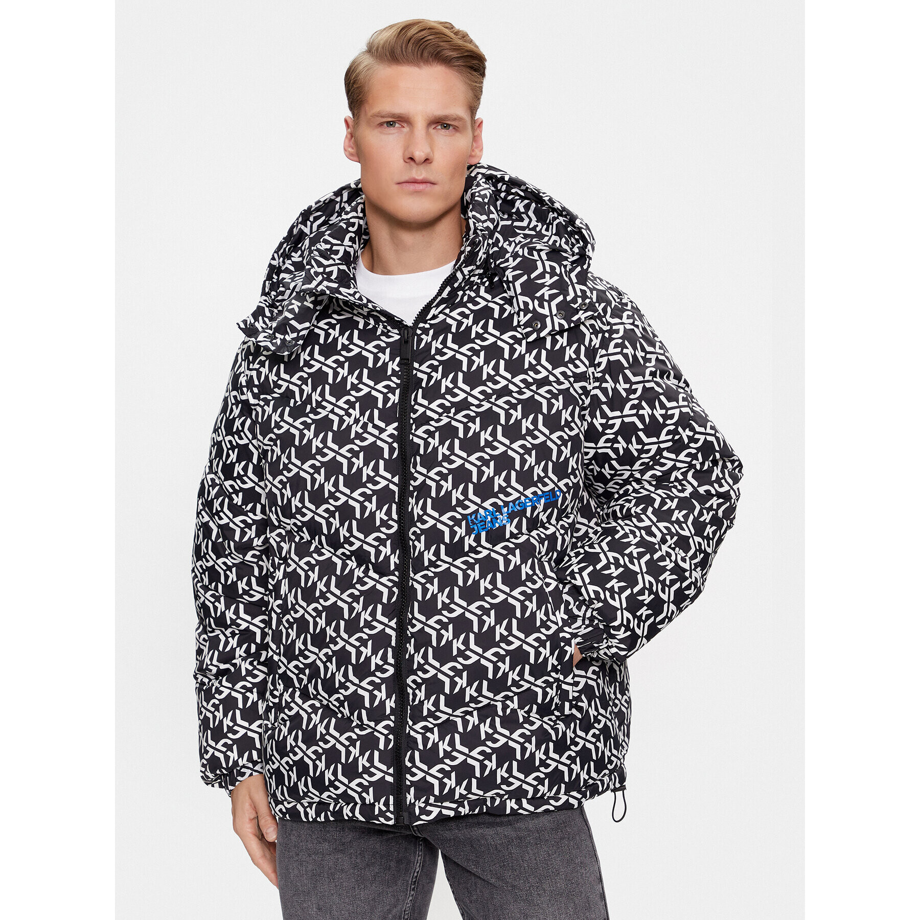 Karl Lagerfeld Jeans KARL LAGERFELD Pehelykabát Klj Monogram Aop Puffer Jacket 236D1500 Fekete Regular Fit - Pepit.hu