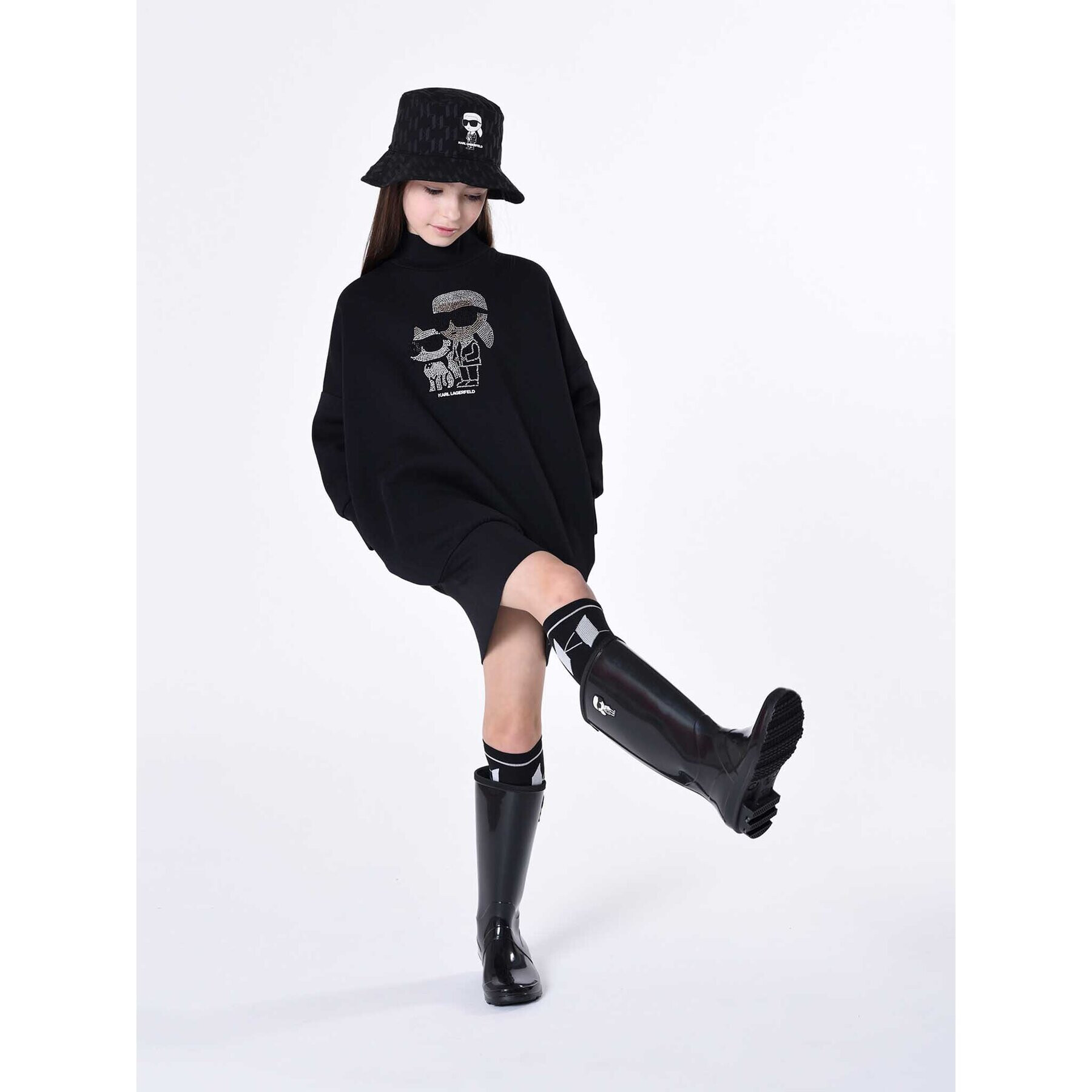 Karl Lagerfeld Kids Hétköznapi ruha Z12249 D Fekete Relaxed Fit - Pepit.hu