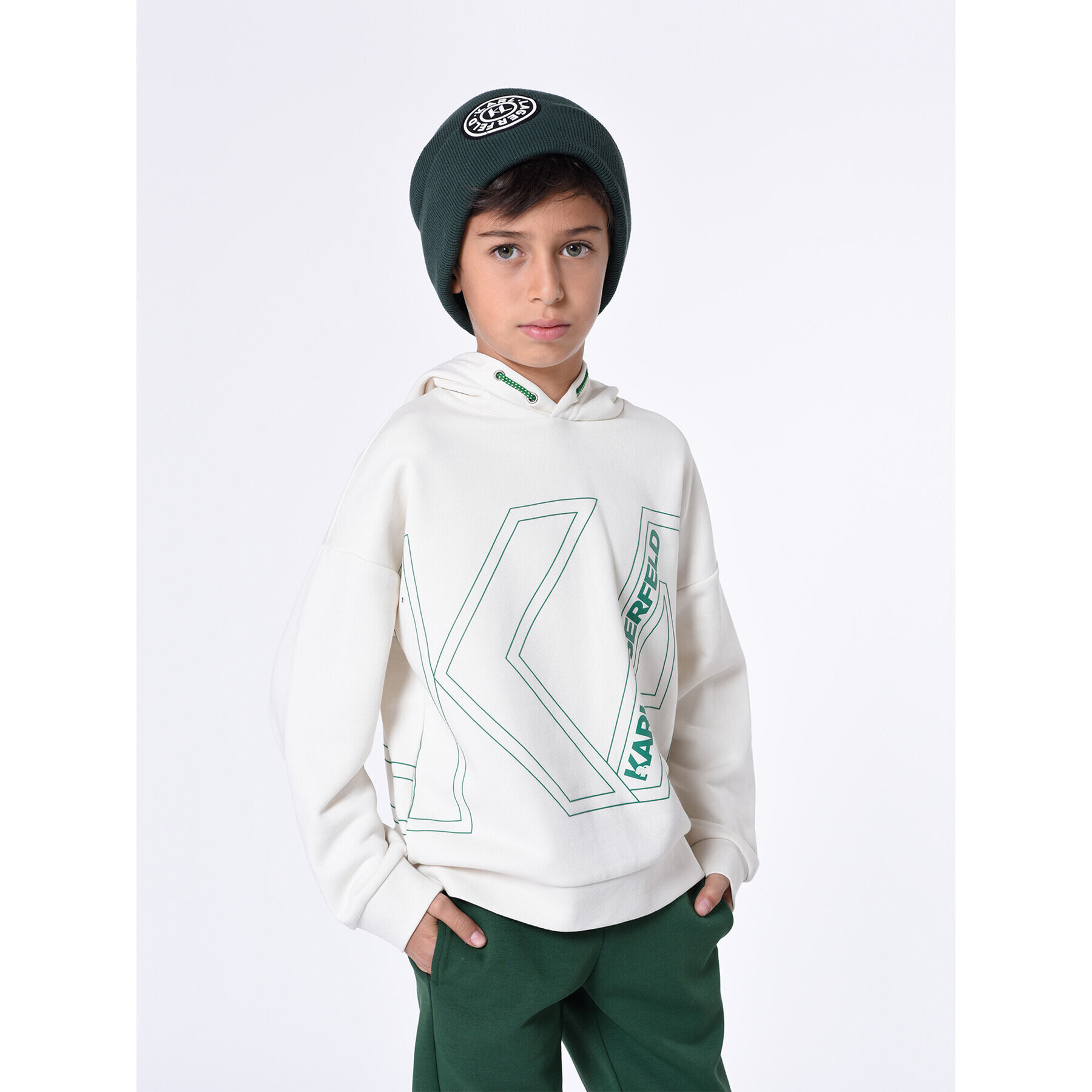 Karl Lagerfeld Kids Pulóver Z25431 S Fehér Regular Fit - Pepit.hu