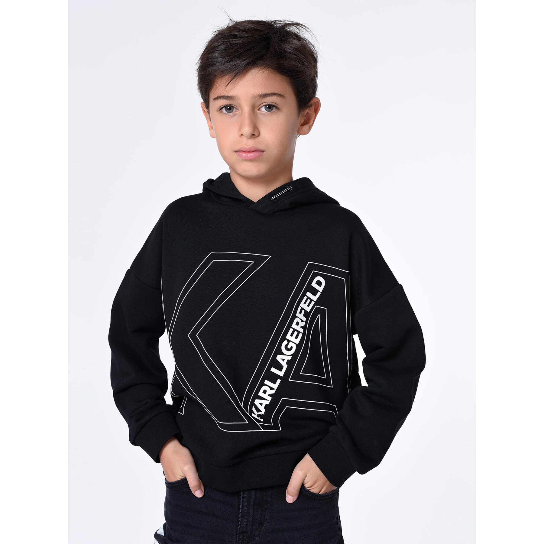 Karl Lagerfeld Kids Pulóver Z25431 S Fekete Regular Fit - Pepit.hu