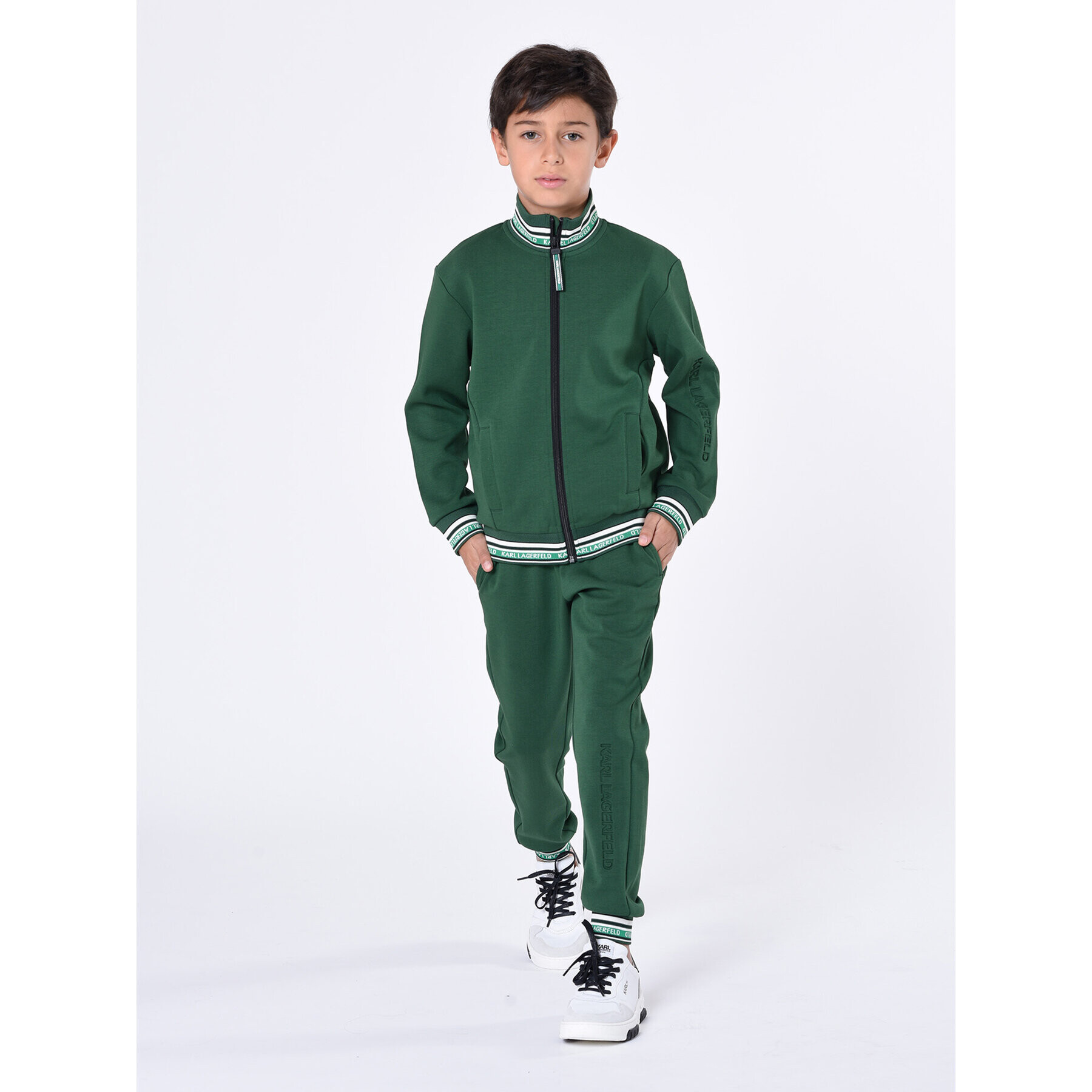 Karl Lagerfeld Kids Pulóver Z25436 D Zöld Regular Fit - Pepit.hu