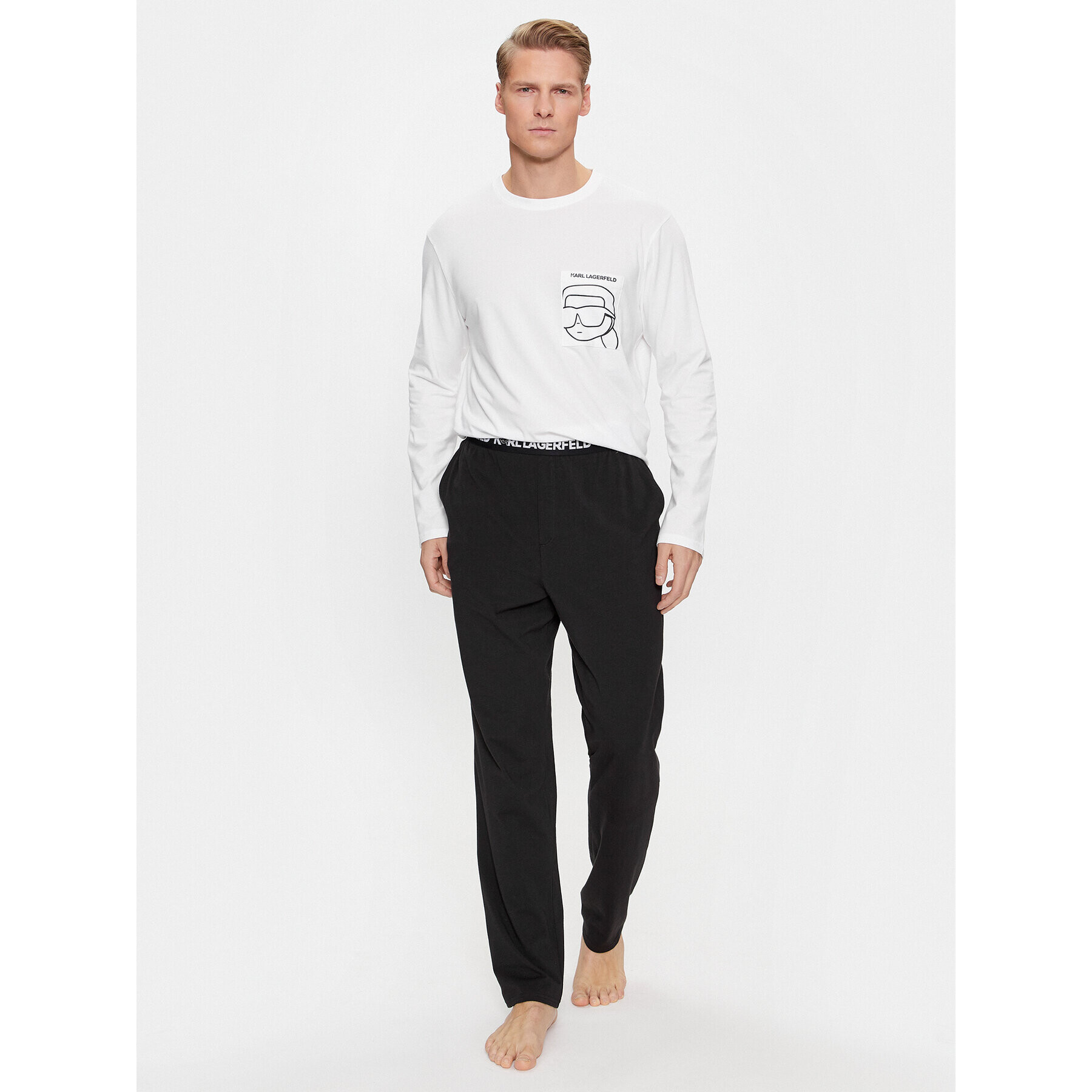 KARL LAGERFELD Pizsama Ikonik 2.0 Long Slv Pj Set 230M2105 Fehér Regular Fit - Pepit.hu