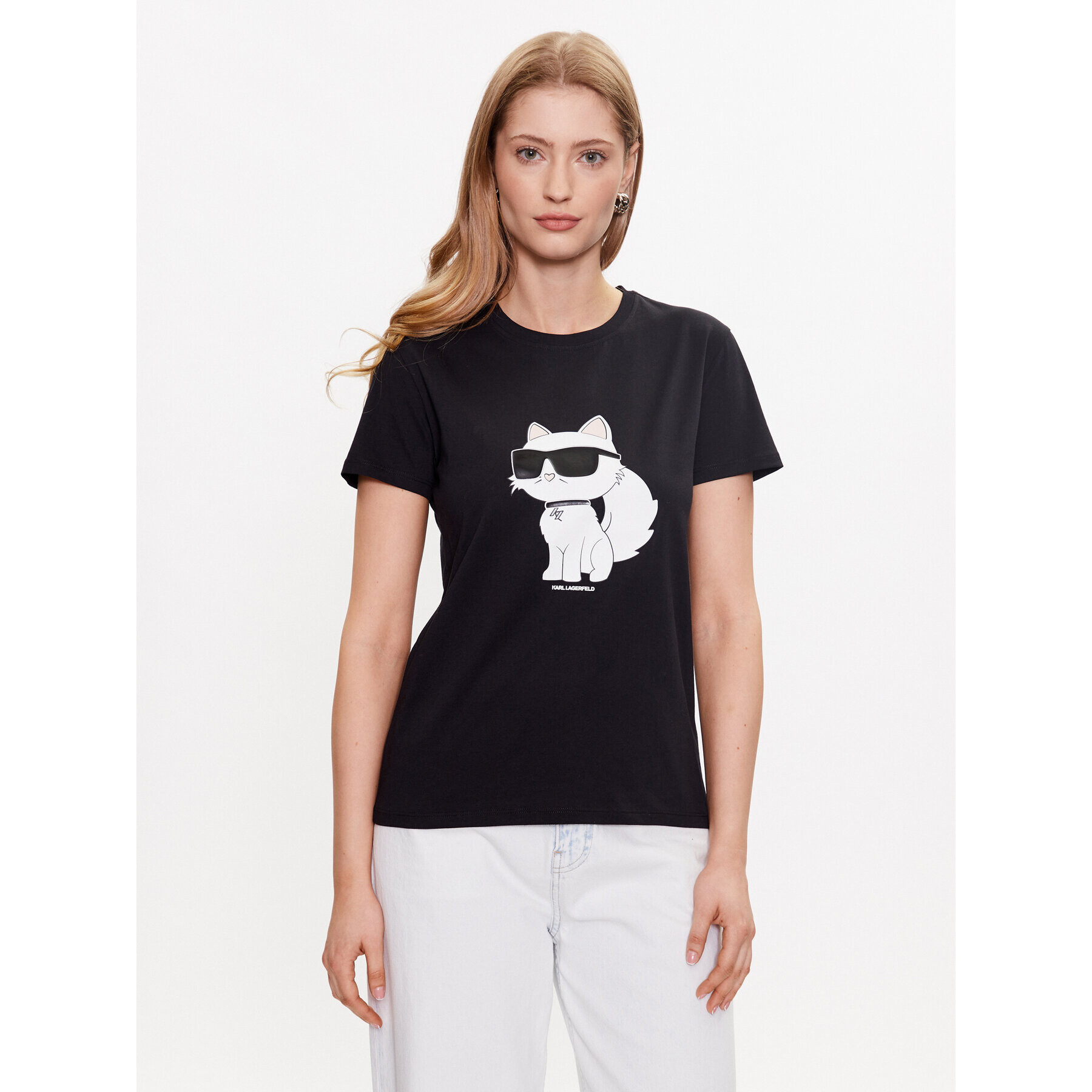 KARL LAGERFELD Póló Ikonik 2.0 Choupette 230W1703 Fekete Regular Fit - Pepit.hu