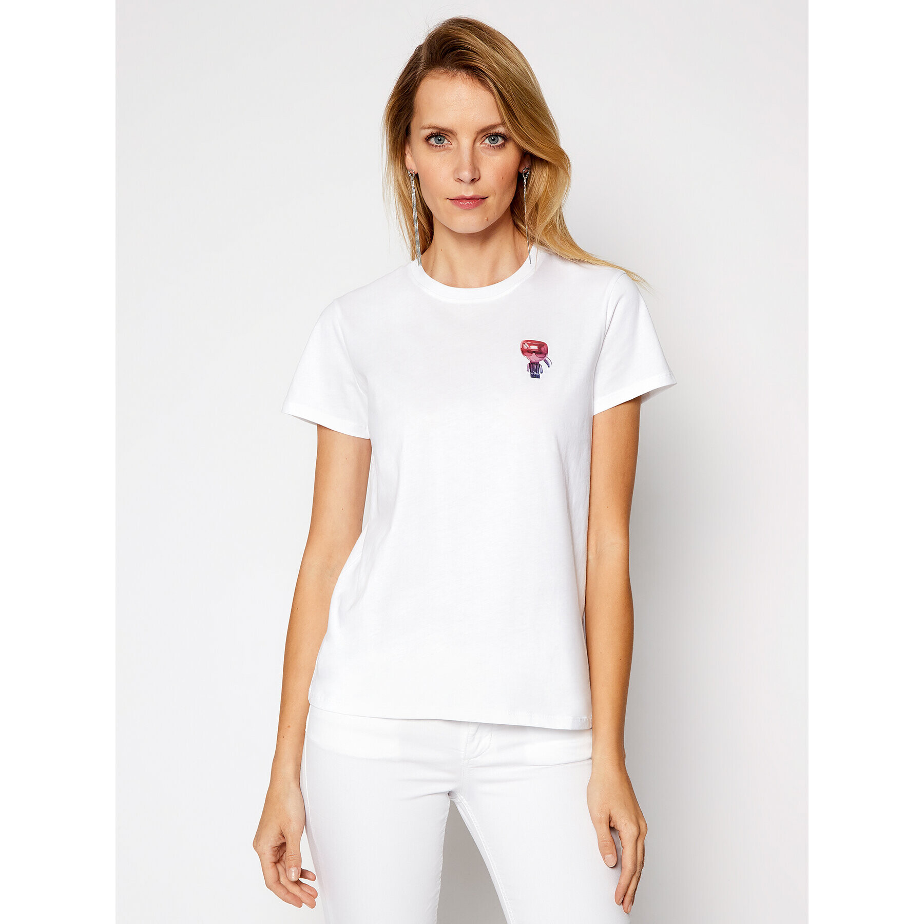 KARL LAGERFELD Póló Mini 3 Ikonik Choupette Tee 210W1728 Fehér Regular Fit - Pepit.hu