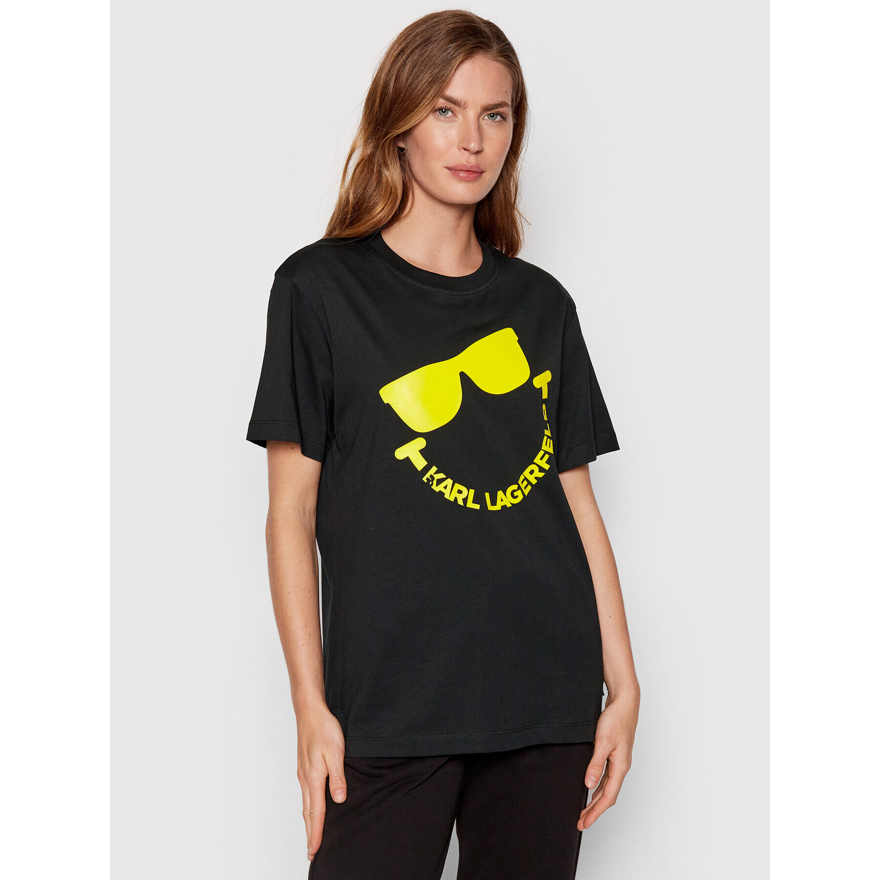 KARL LAGERFELD Póló SMILEY WORLD 221W1752 Fekete Relaxed Fit - Pepit.hu