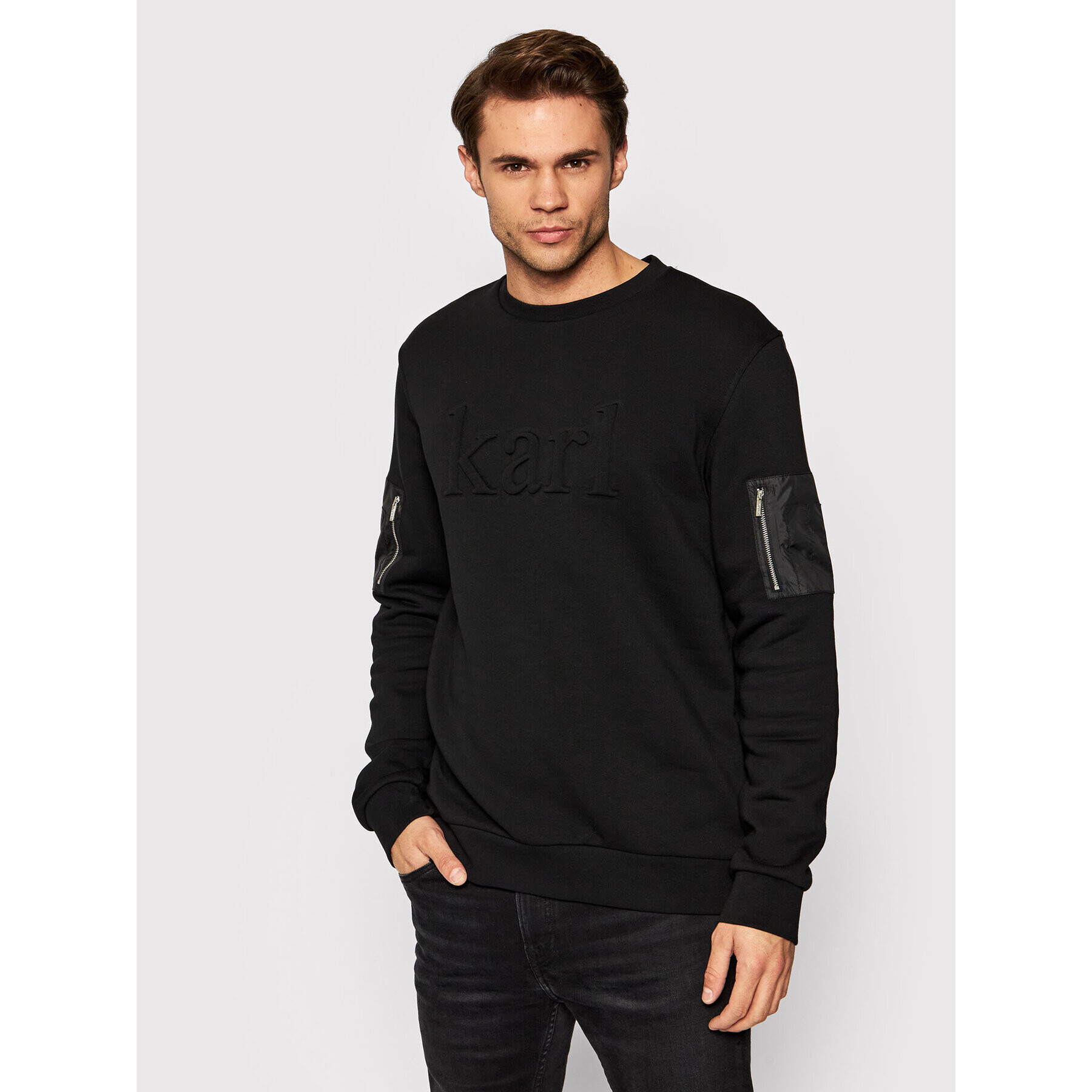 KARL LAGERFELD Pulóver Crewneck 705000 512913 Fekete Regular Fit - Pepit.hu