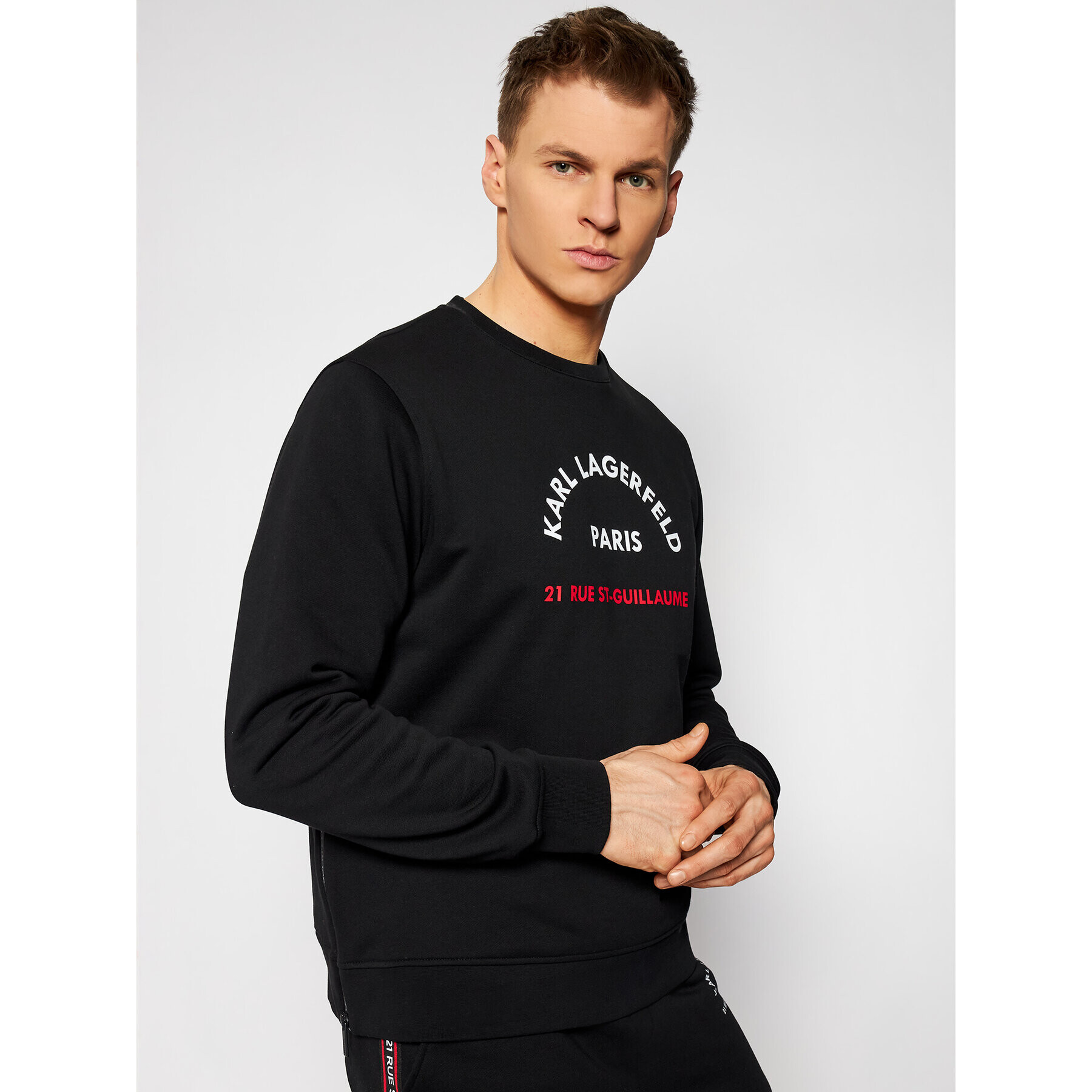 KARL LAGERFELD Pulóver Crewneck 705070 511900 Fekete Regular Fit - Pepit.hu