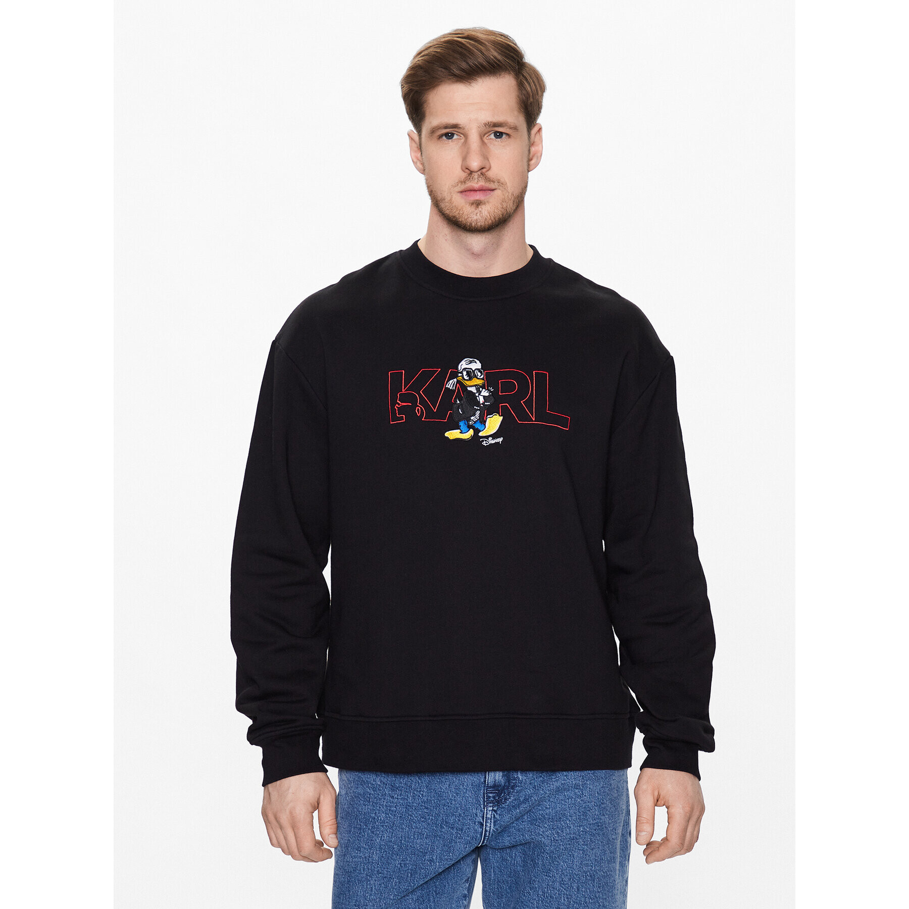 KARL LAGERFELD Pulóver DISNEY Logo 705098 532930 Fekete Regular Fit - Pepit.hu