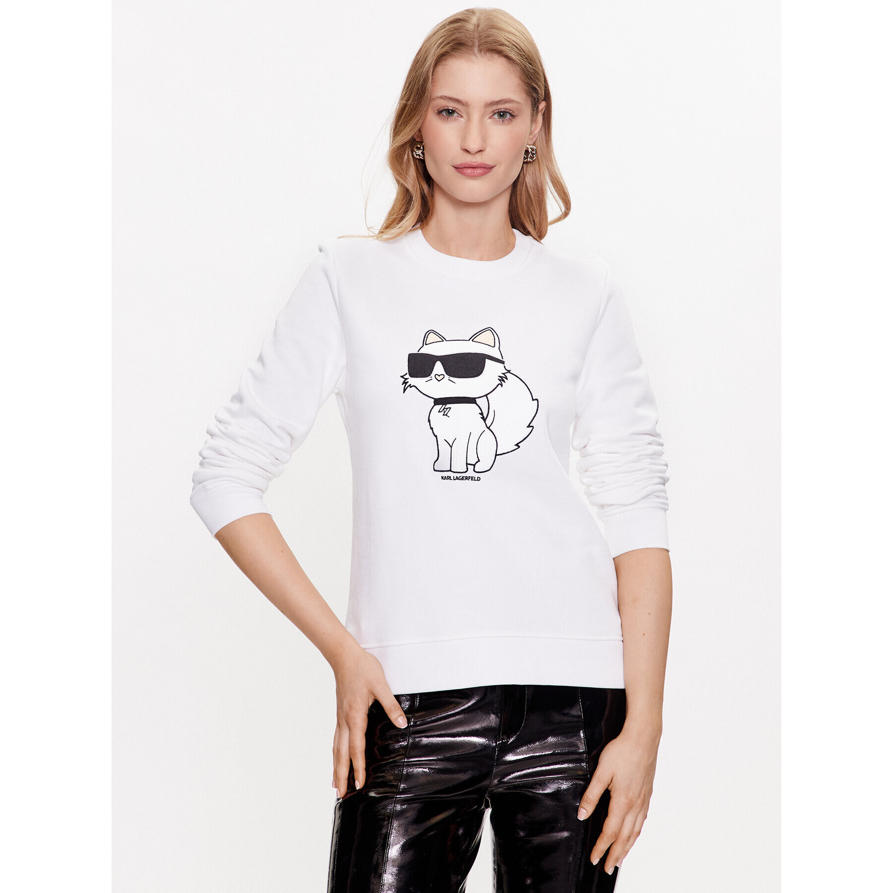 KARL LAGERFELD Pulóver Ikonik 2.0 Choupette 230W1802 Fehér Regular Fit - Pepit.hu