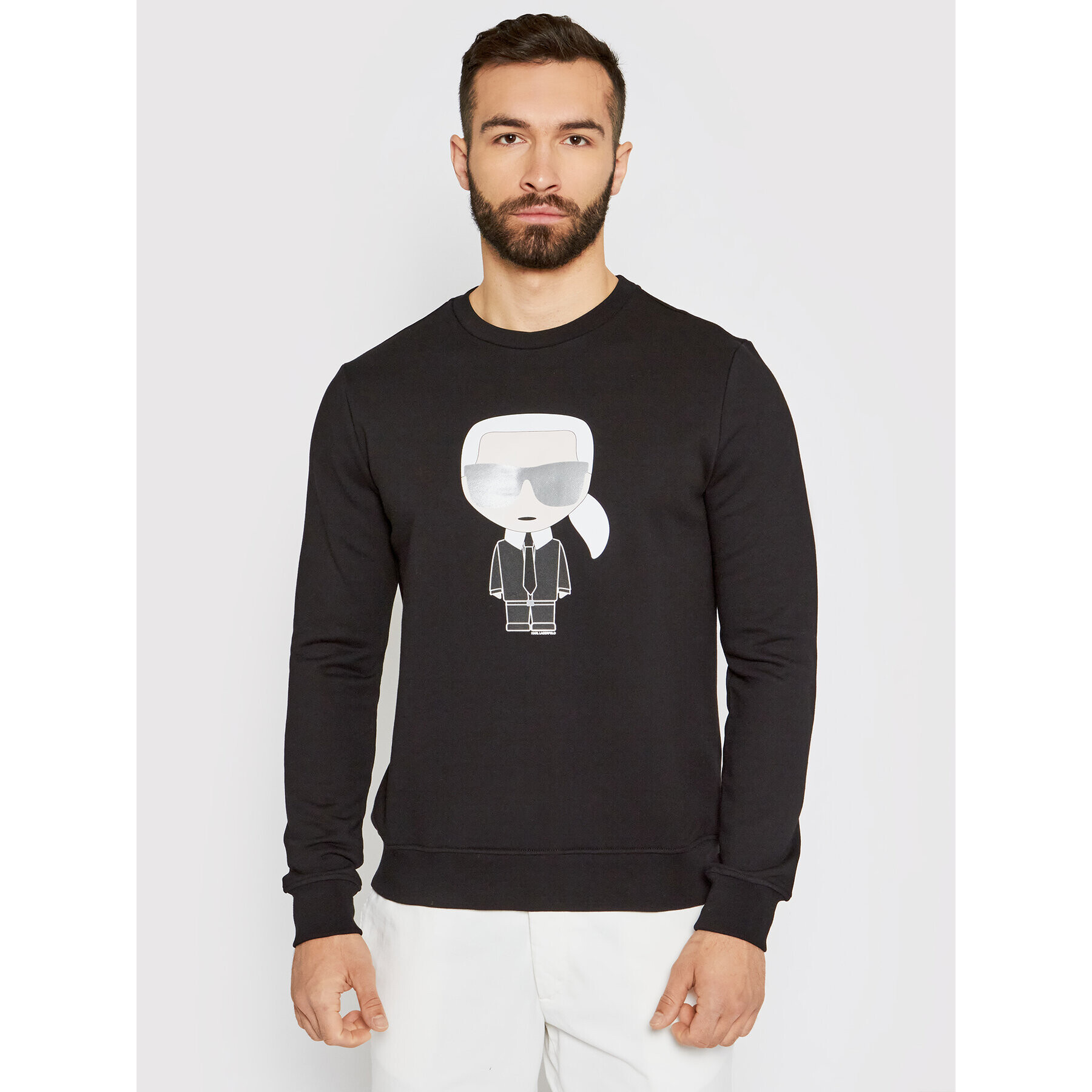 KARL LAGERFELD Pulóver Sweat Crewneck 705061 511951 Fekete Regular Fit - Pepit.hu