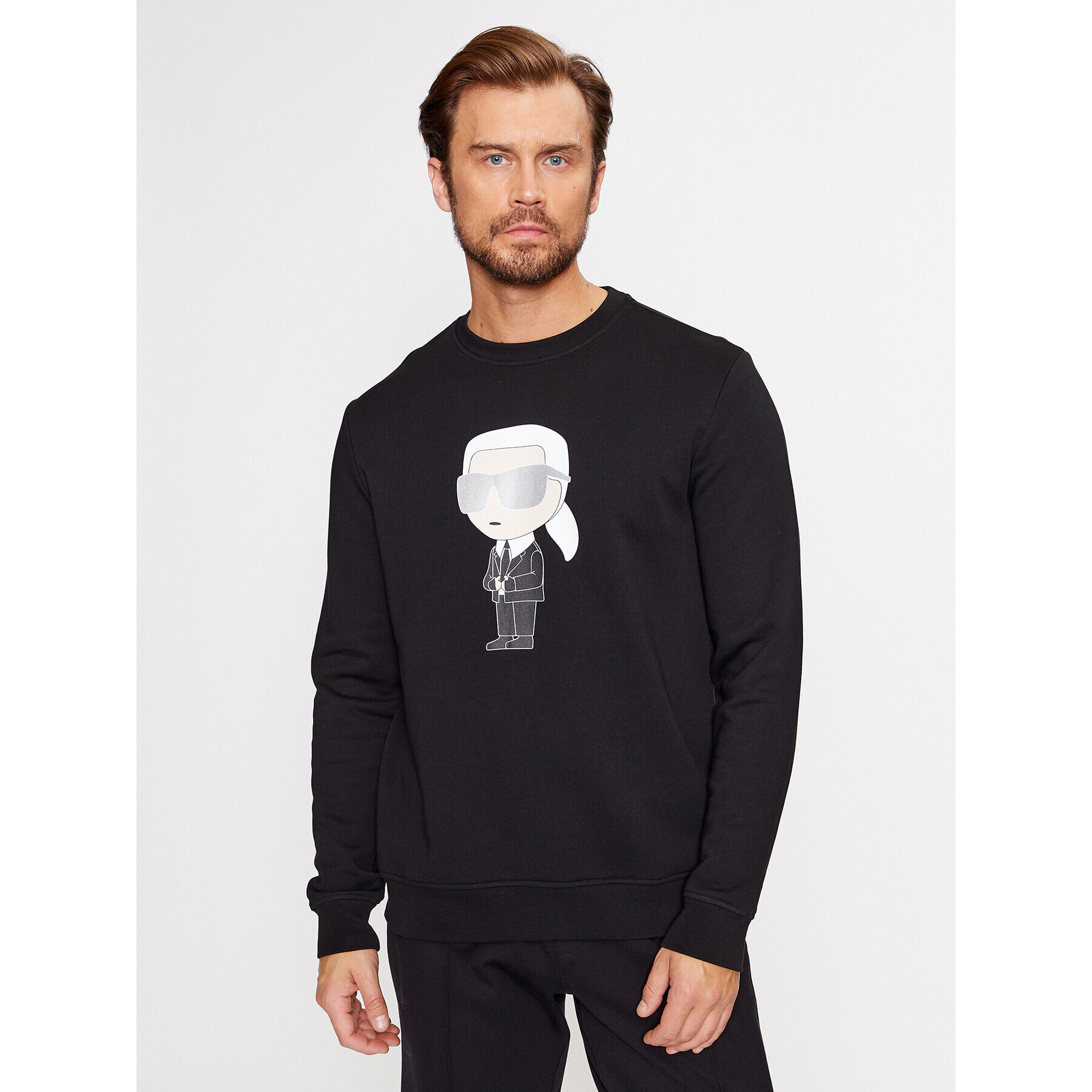 KARL LAGERFELD Pulóver Sweat Crewneck 705071 500951 Fekete Regular Fit - Pepit.hu