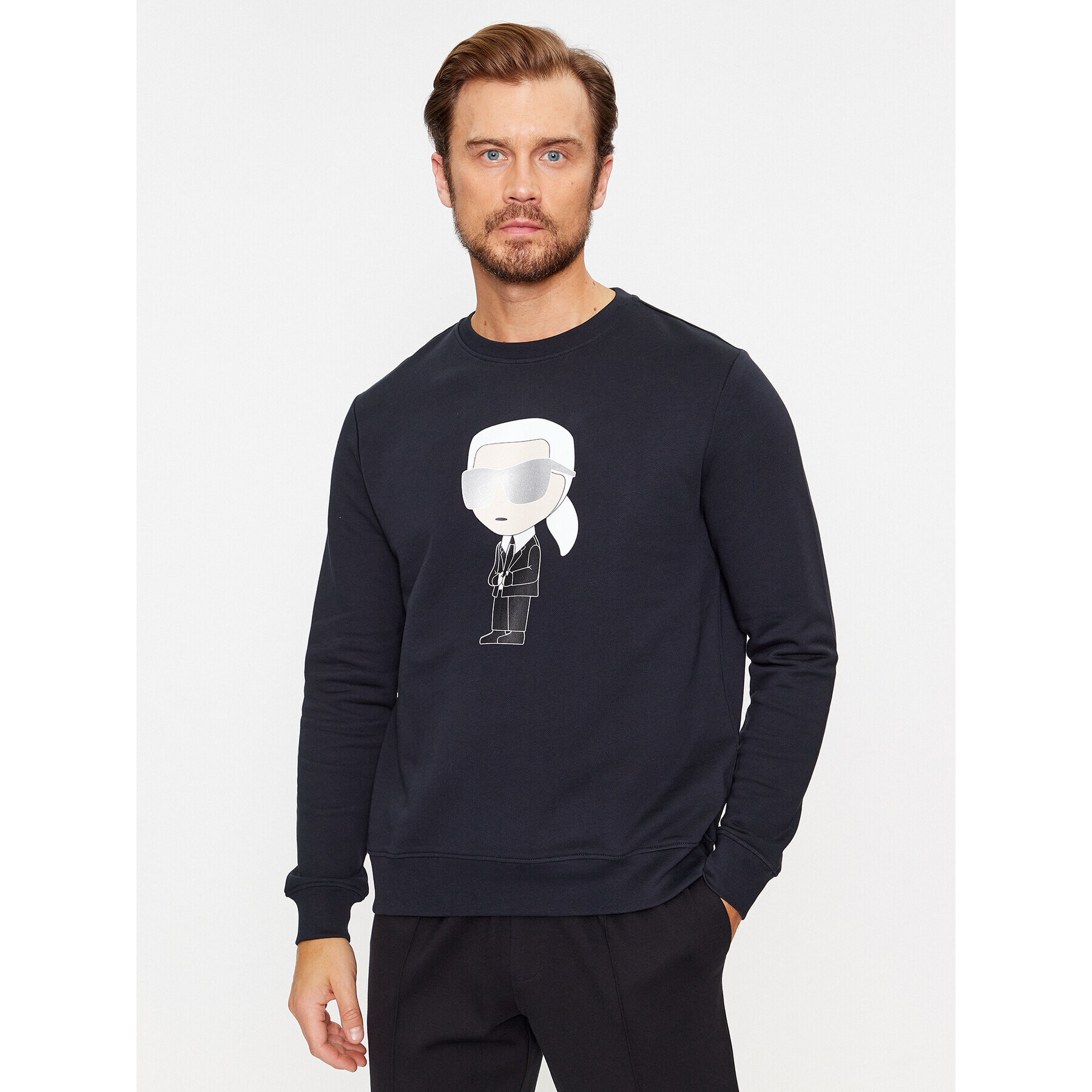 KARL LAGERFELD Pulóver Sweat Crewneck 705071 500951 Sötétkék Regular Fit - Pepit.hu