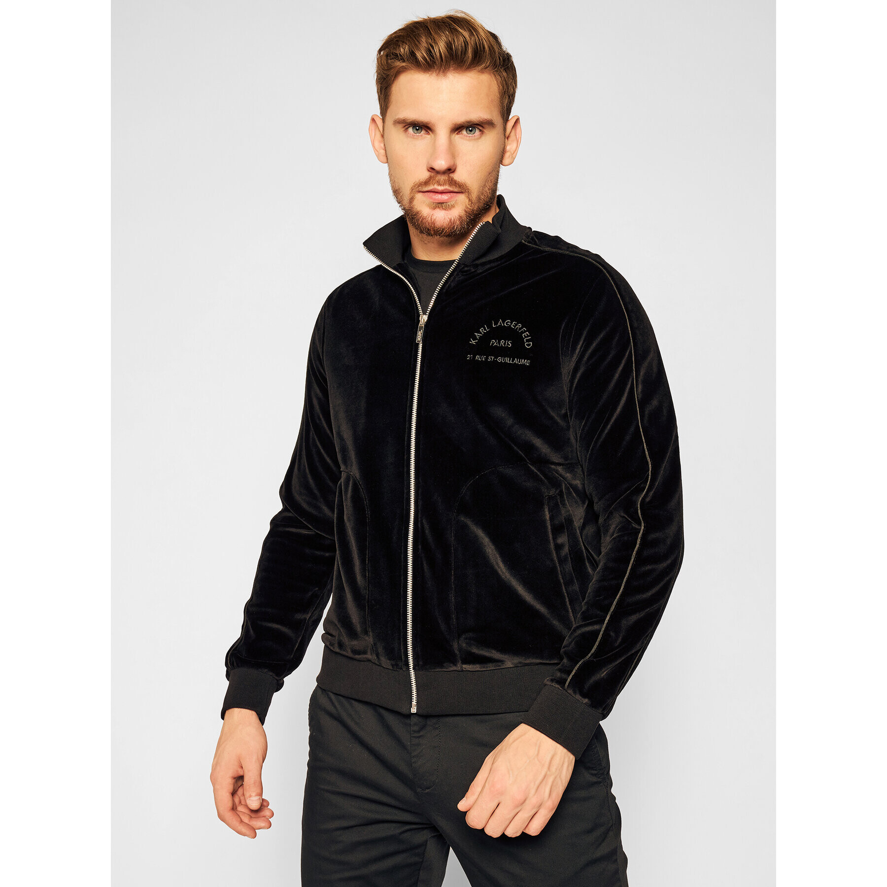 KARL LAGERFELD Pulóver Sweat Zip 705029 502912 Fekete Regular Fit - Pepit.hu