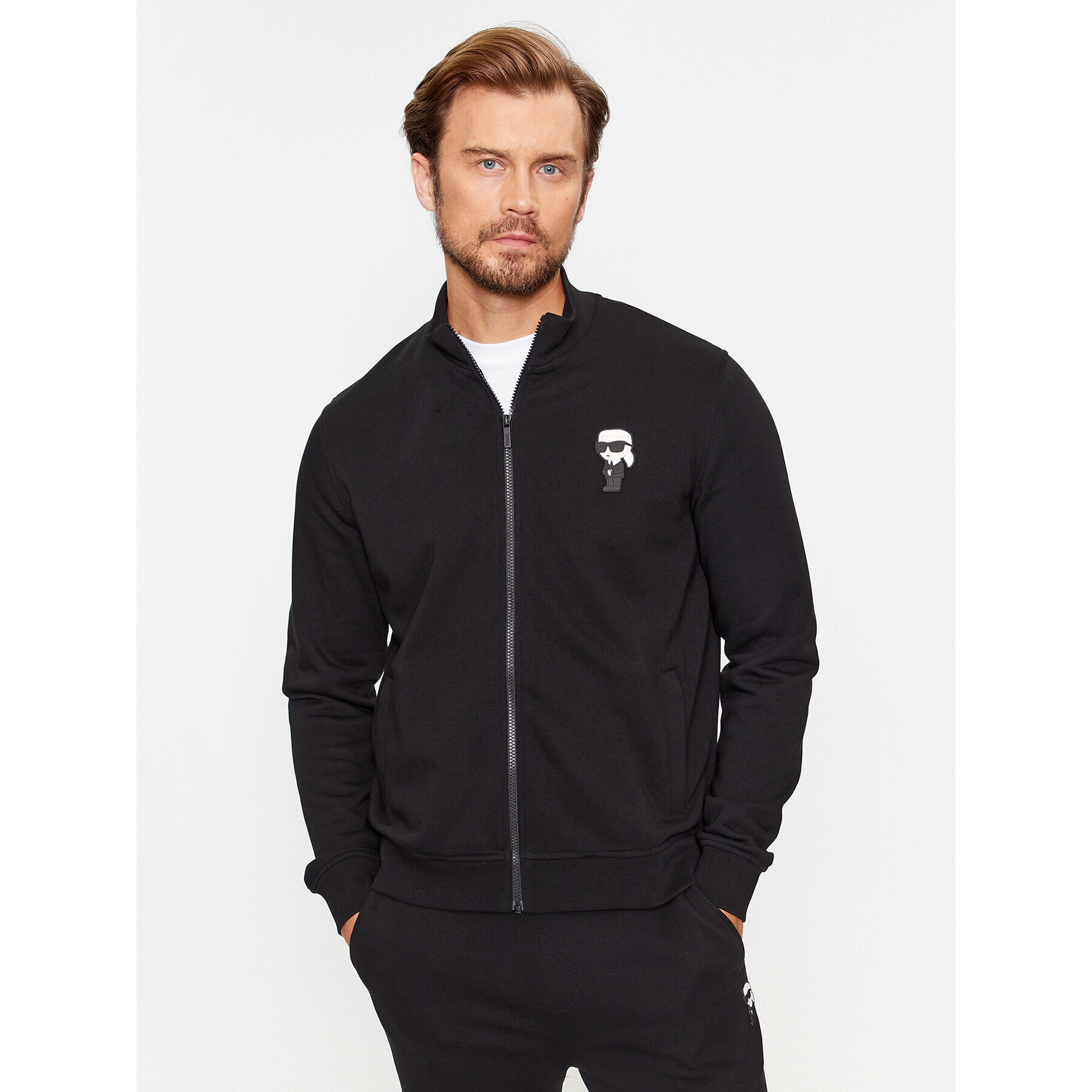 KARL LAGERFELD Pulóver Sweat Zip 705895 500900 Fekete Regular Fit - Pepit.hu