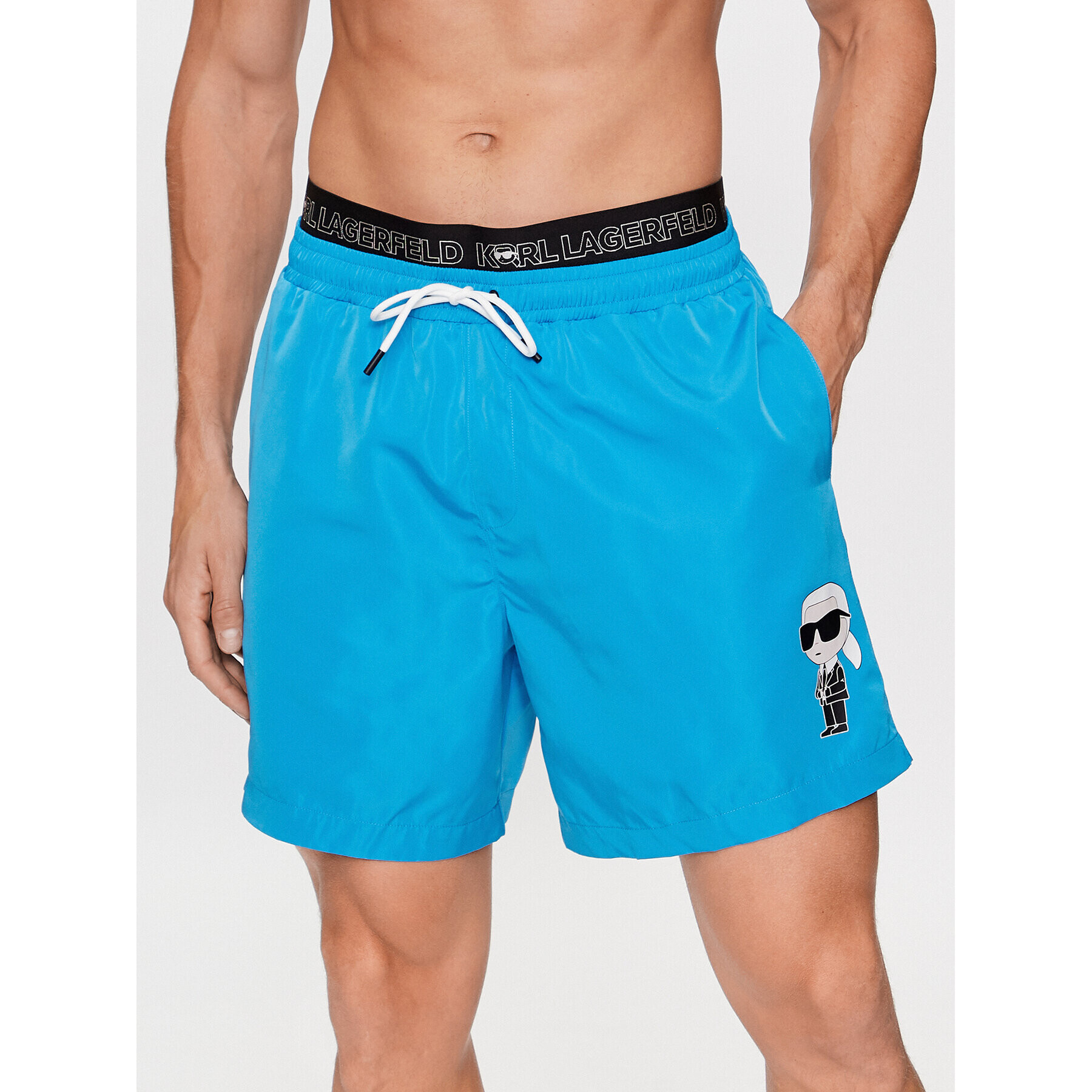 KARL LAGERFELD Strandnadrág Ikonik 2.0 Elastic Med Shorts 235M2213 Kék Regular Fit - Pepit.hu