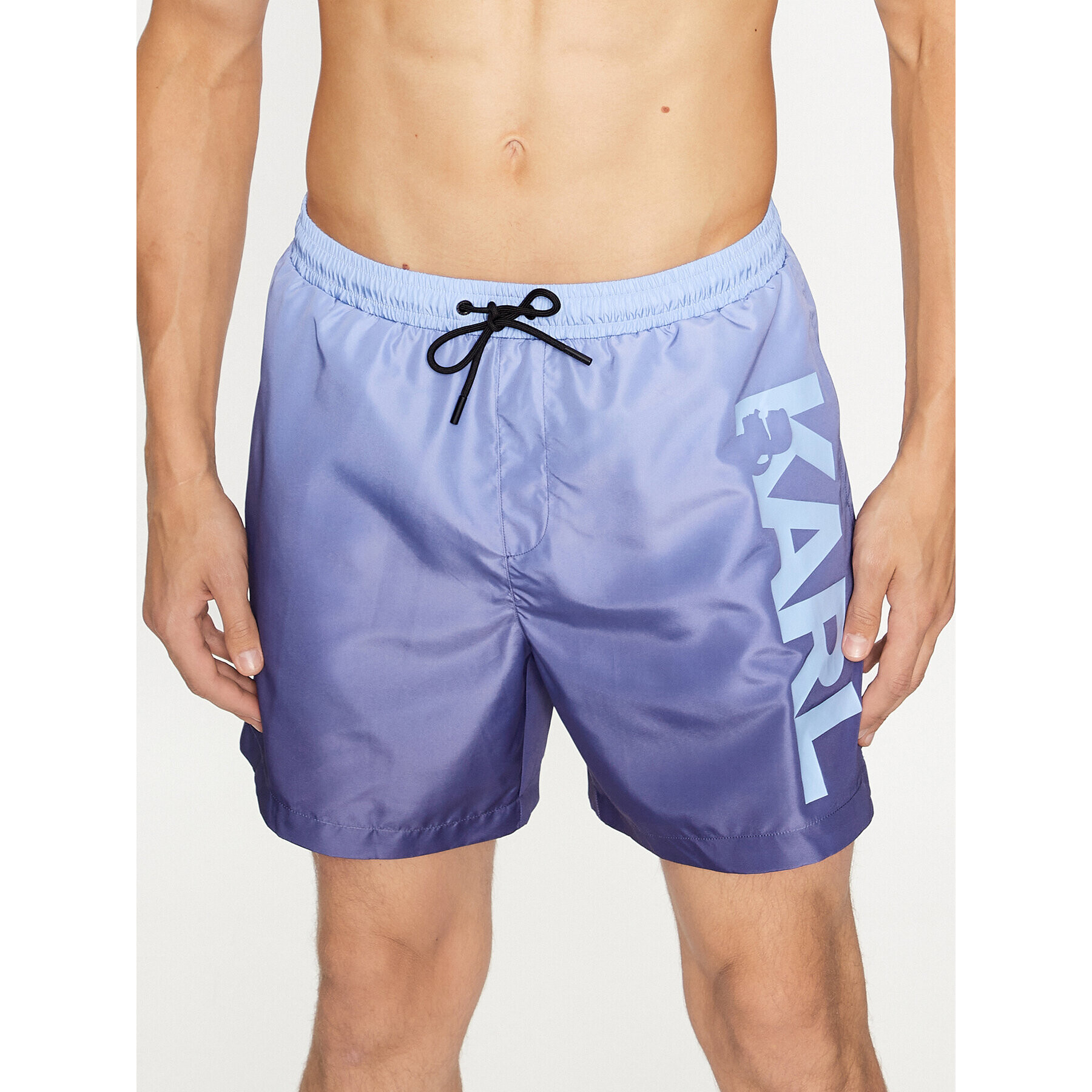 KARL LAGERFELD Strandnadrág Karl Logo Medium Boardshorts 235M2202 Kék Regular Fit - Pepit.hu