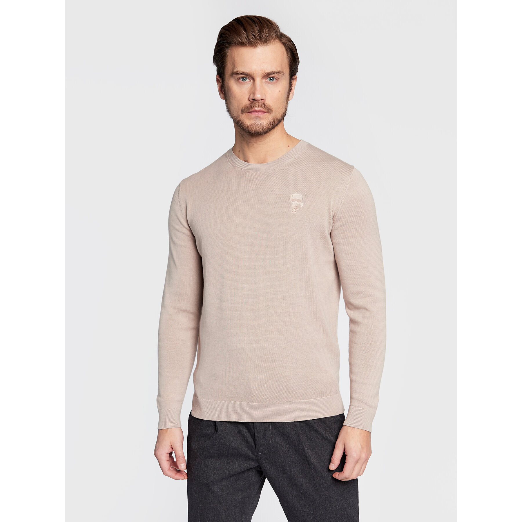 KARL LAGERFELD Sweater 655029 524301 Bézs Regular Fit - Pepit.hu